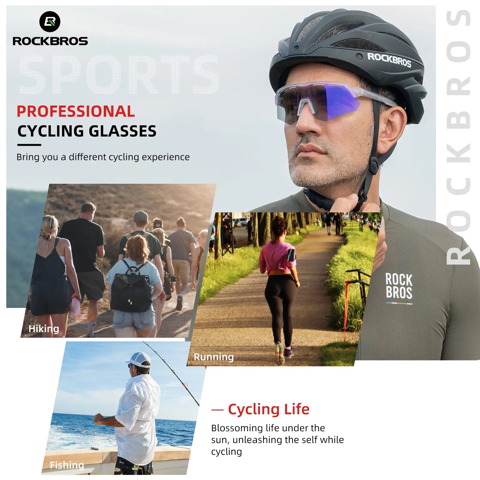 ROCKBROS SP246 oversized photochromic cycling sunglasses with 4 interchangeable lenses.
#color_pale violet