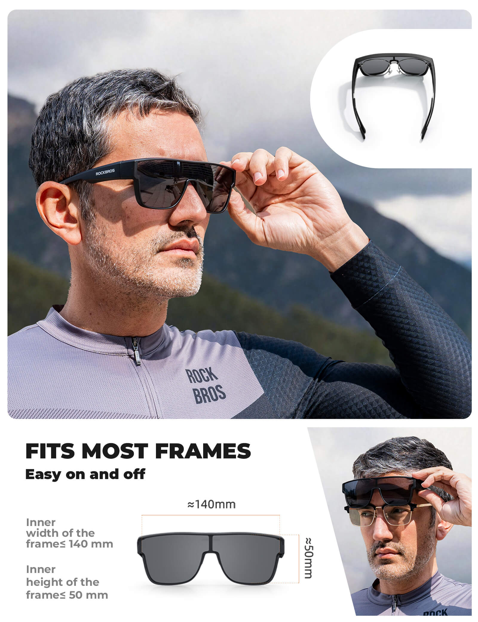 ROCKBROS SP304 Polarised Over-Glasses Sunglasses for Men and Women.
#color_red