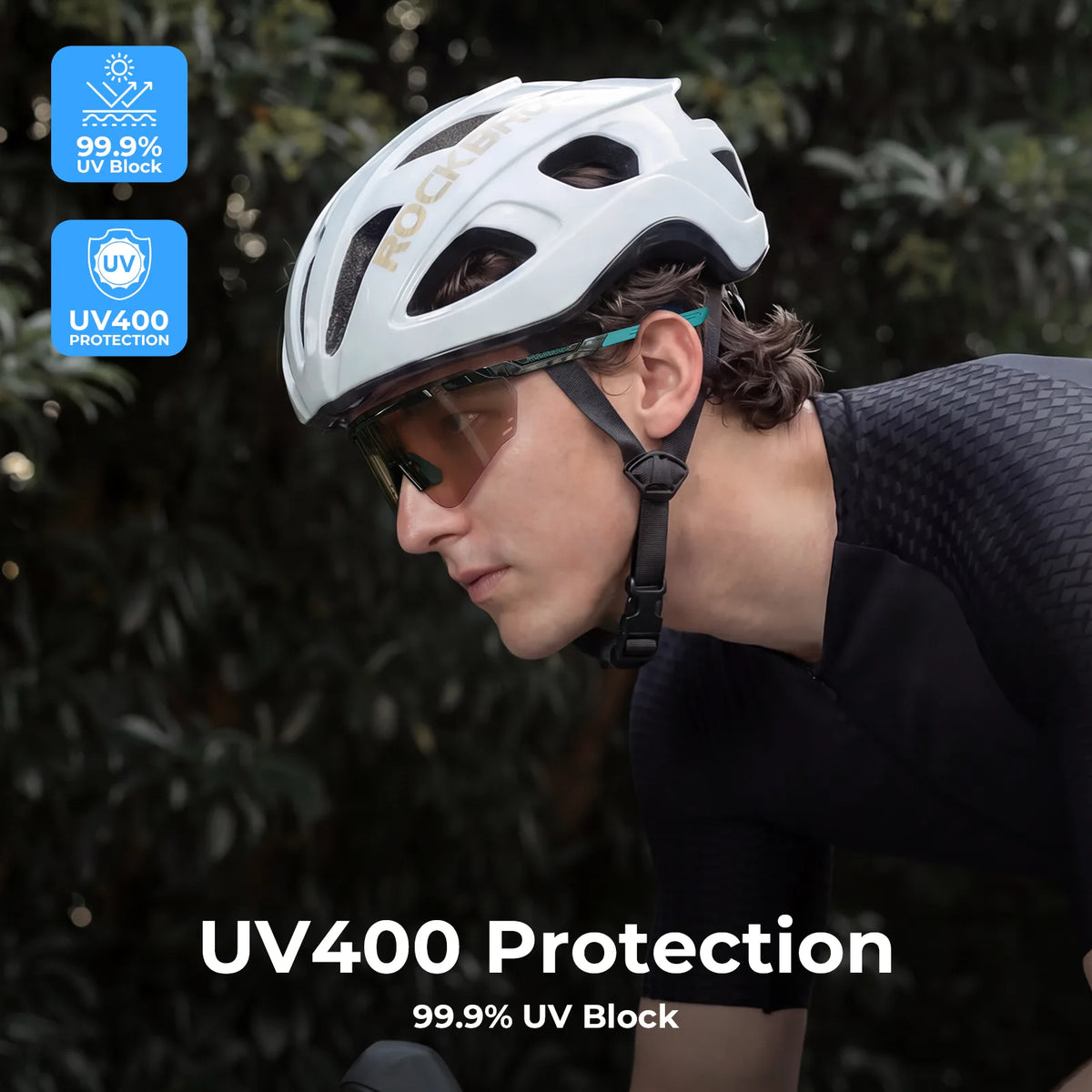 ROCKBROS SP414 Revo photochromic cycling sunglasses with UV400 protection, windproof sports eyewear for men and women.
#options_Glossy Black (Photochromic)