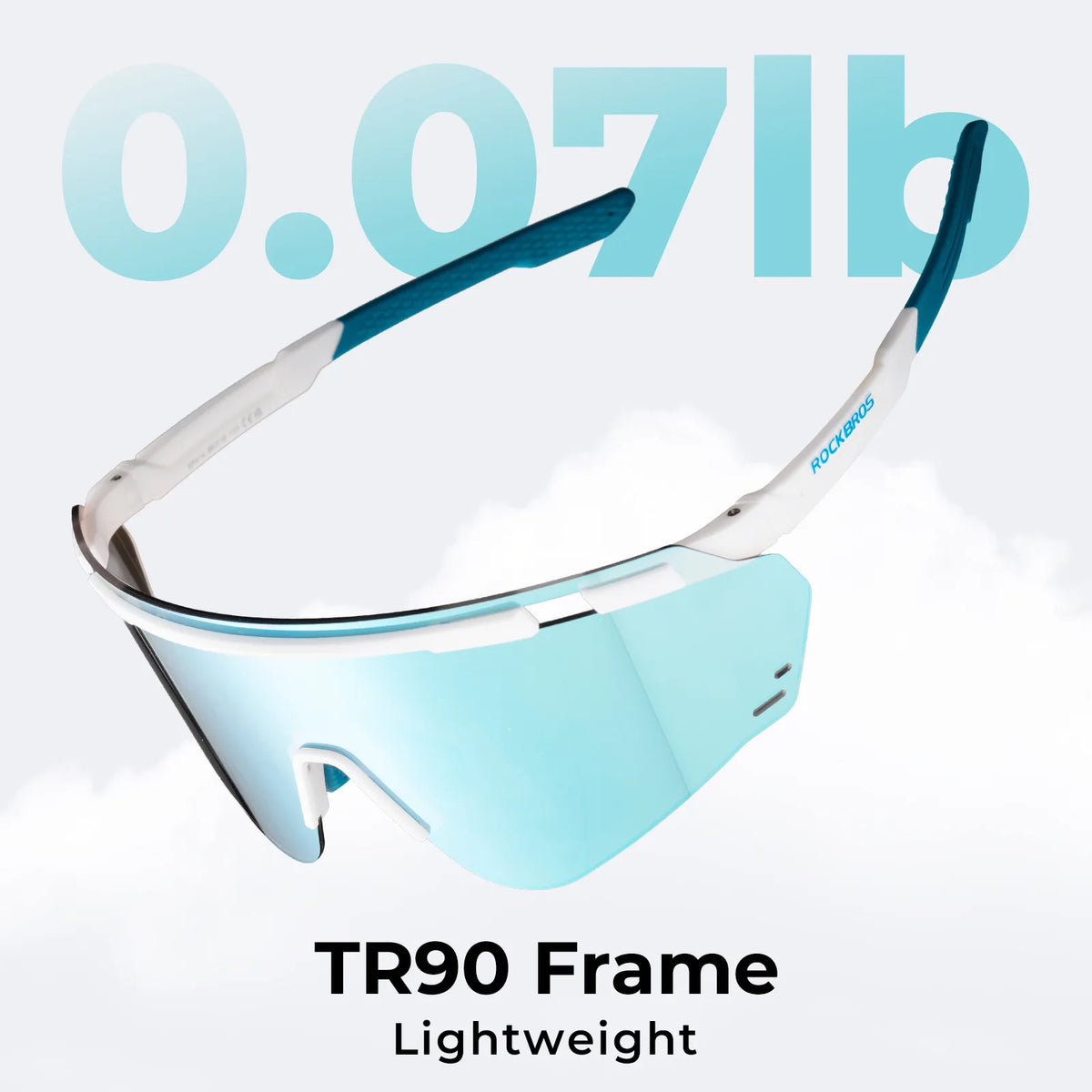 ROCKBROS SP414 Revo photochromic cycling sunglasses with UV400 protection, windproof sports eyewear for men and women.
#options_White (Photochromic)