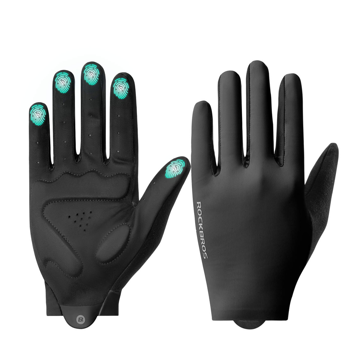 ROCKBROS full-finger cycling gloves with SBR shock absorption.
#colour_black