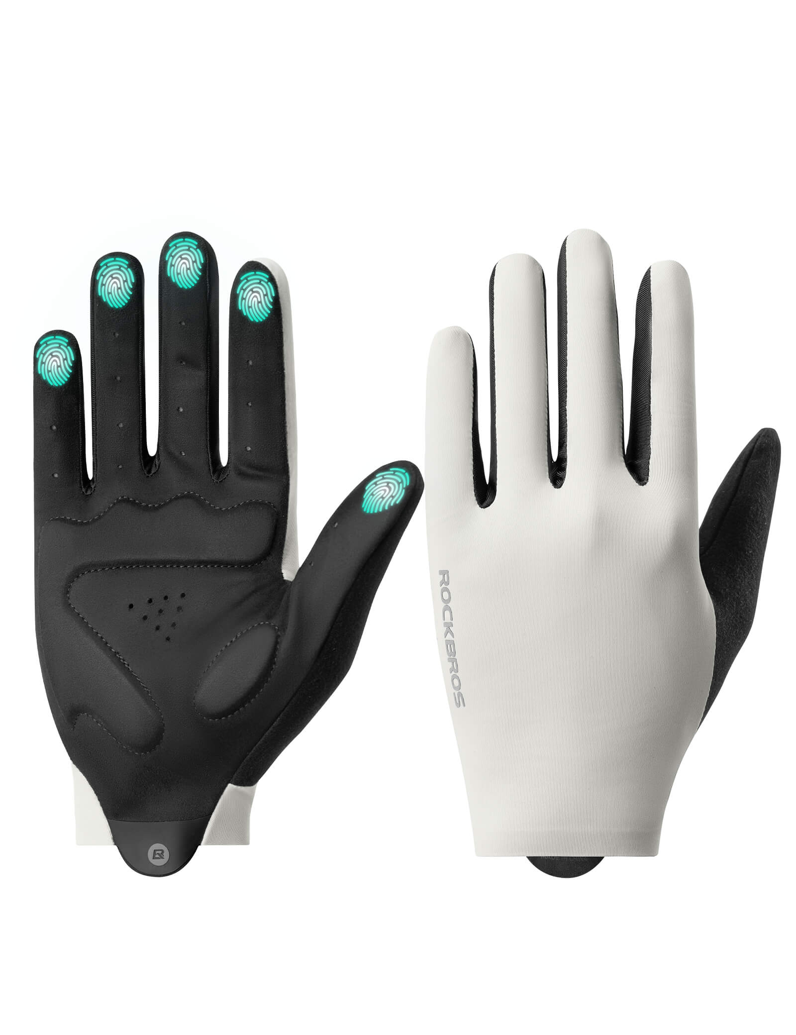 rockbros lightweight full-finger cycling gloves for summer riding.
#color_white