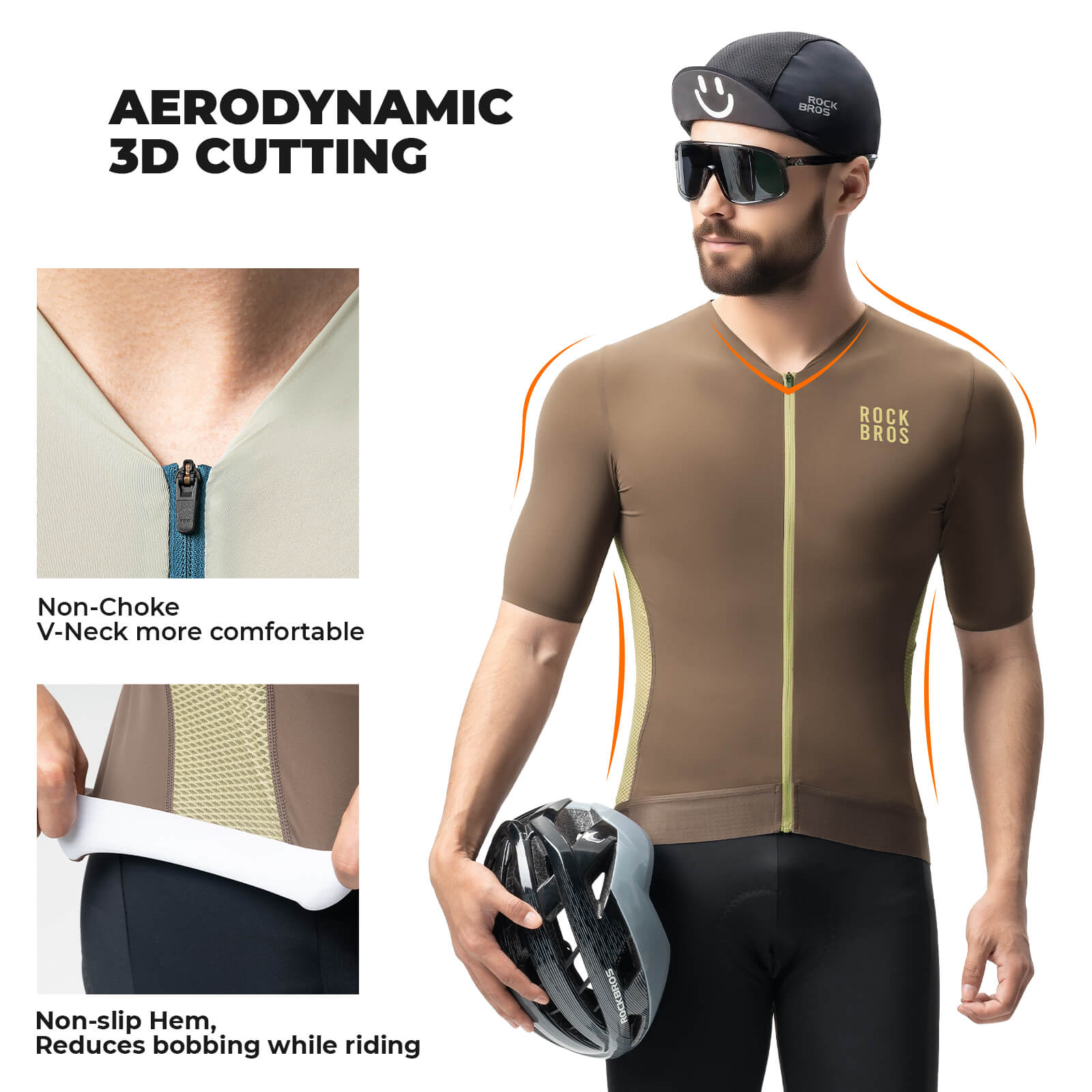 rockbros lightweight breathable bike jersey for road cycling.
#color_icy cloud grey