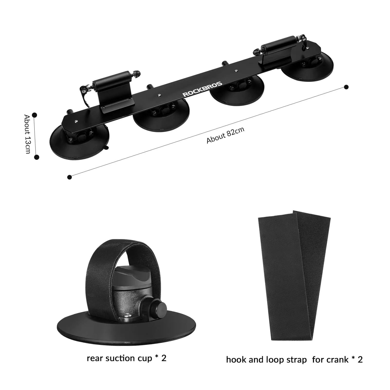 ROCKBROS suction cup bike rack mounted on car roof, quick-install heavy duty carrier for 1 to 3 bikes.
#color_black