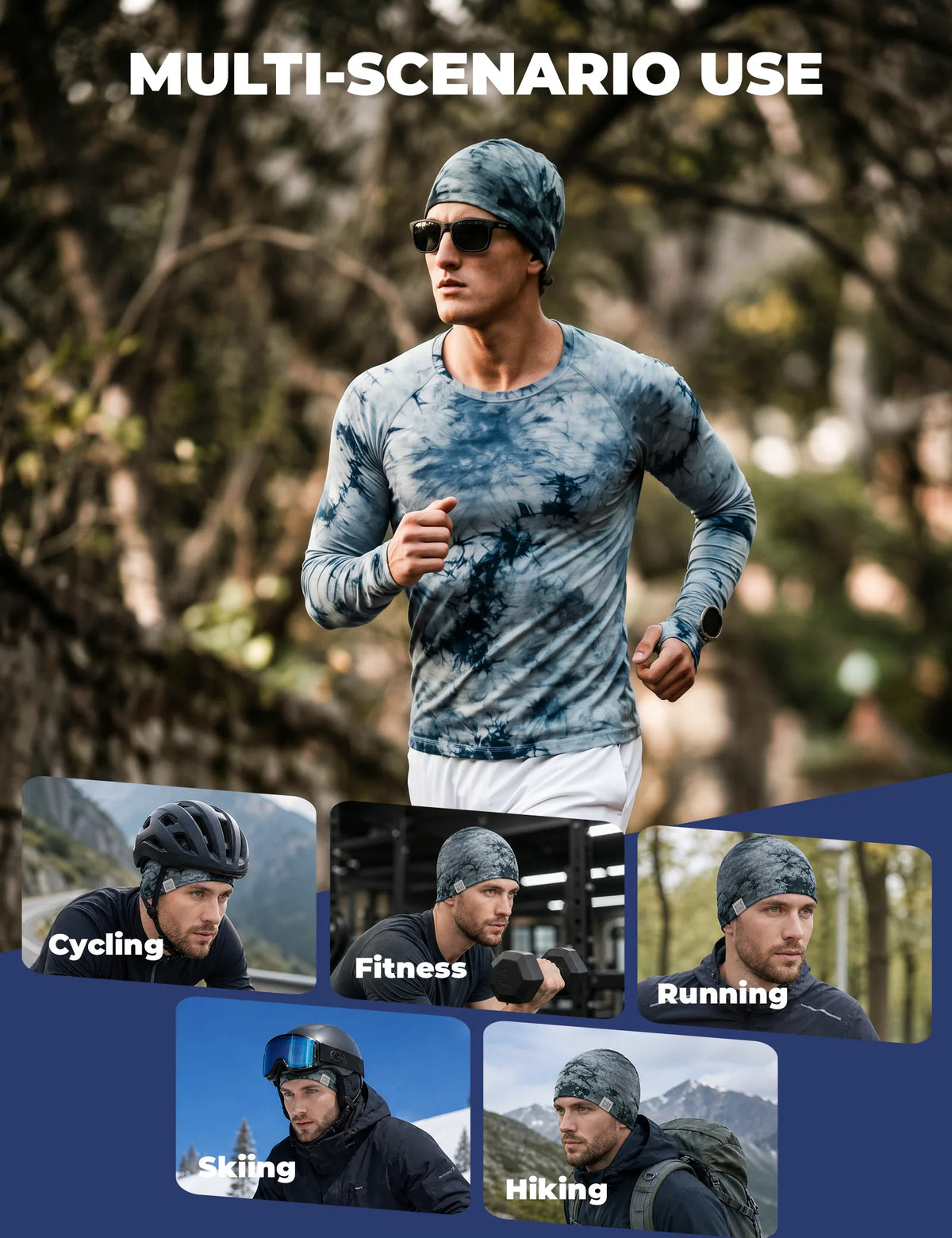 ROCKBROS Reversible Thermal Cycling Cap with Tencel-Wool Blend, Helmet Liner.
#colour_black