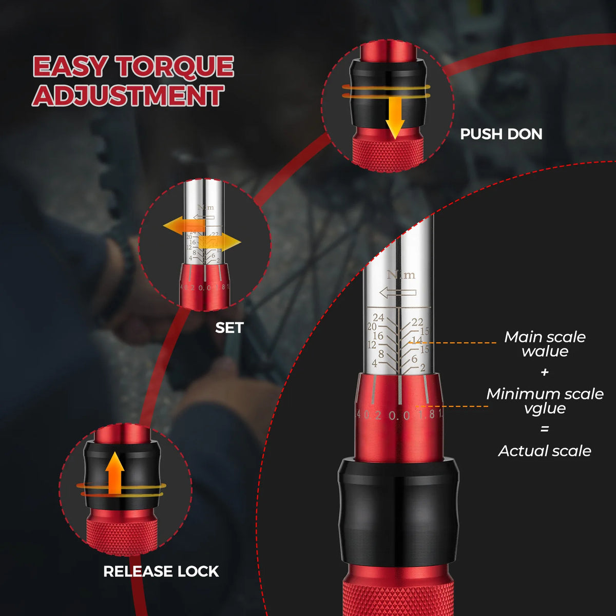 ROCKBROS adjustable 2-24Nm torque wrench set for bicycle maintenance