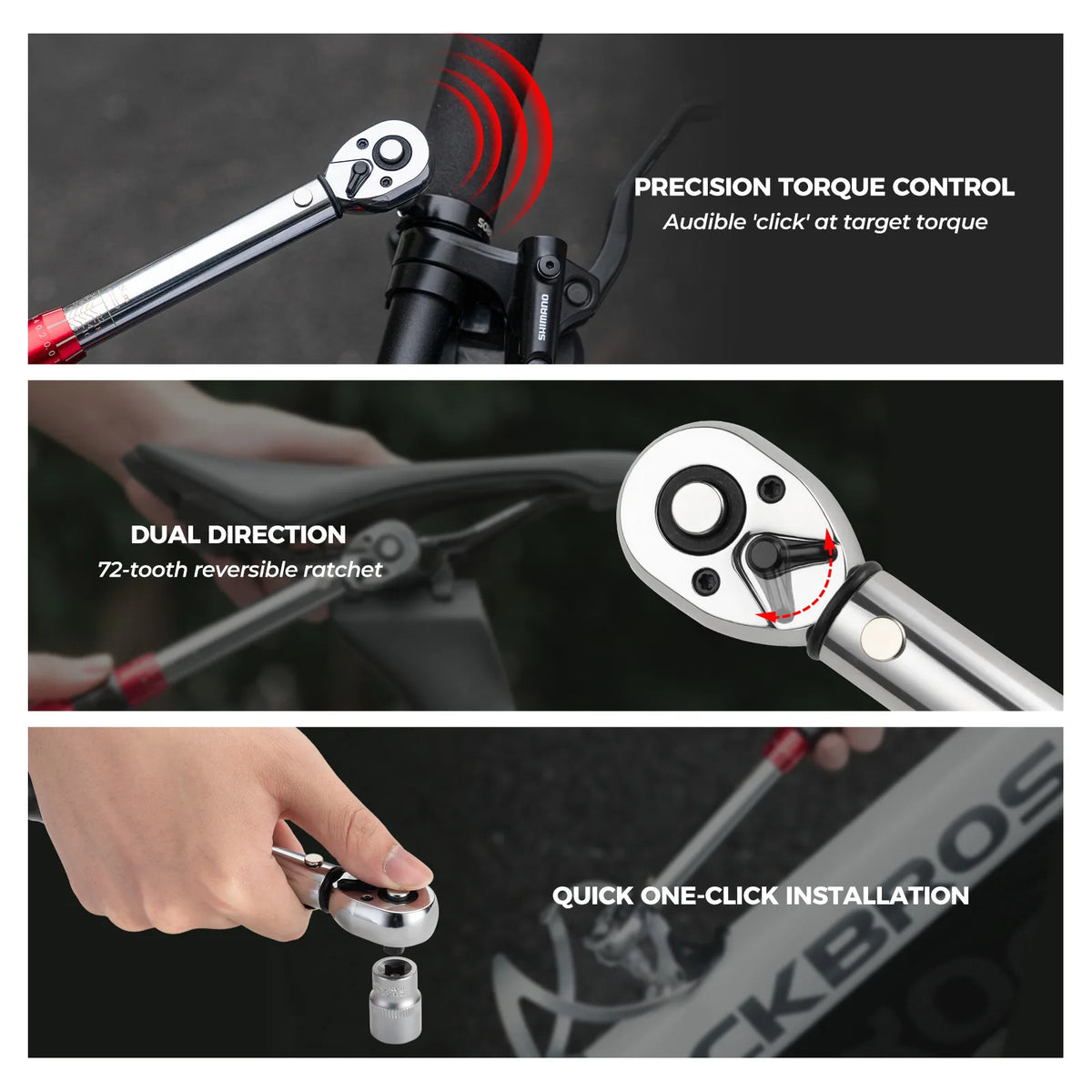ROCKBROS adjustable 2-24Nm torque wrench set for bicycle maintenance