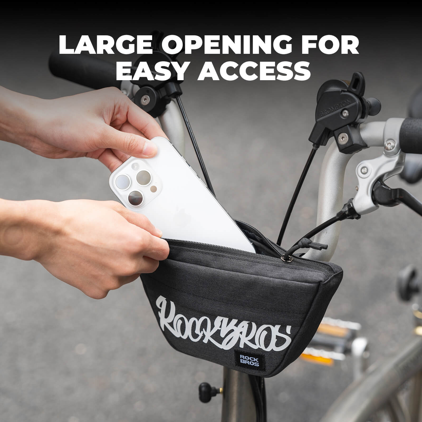 rockbros trapezoid handlebar bag waterproof cycling front storage
#color_black
