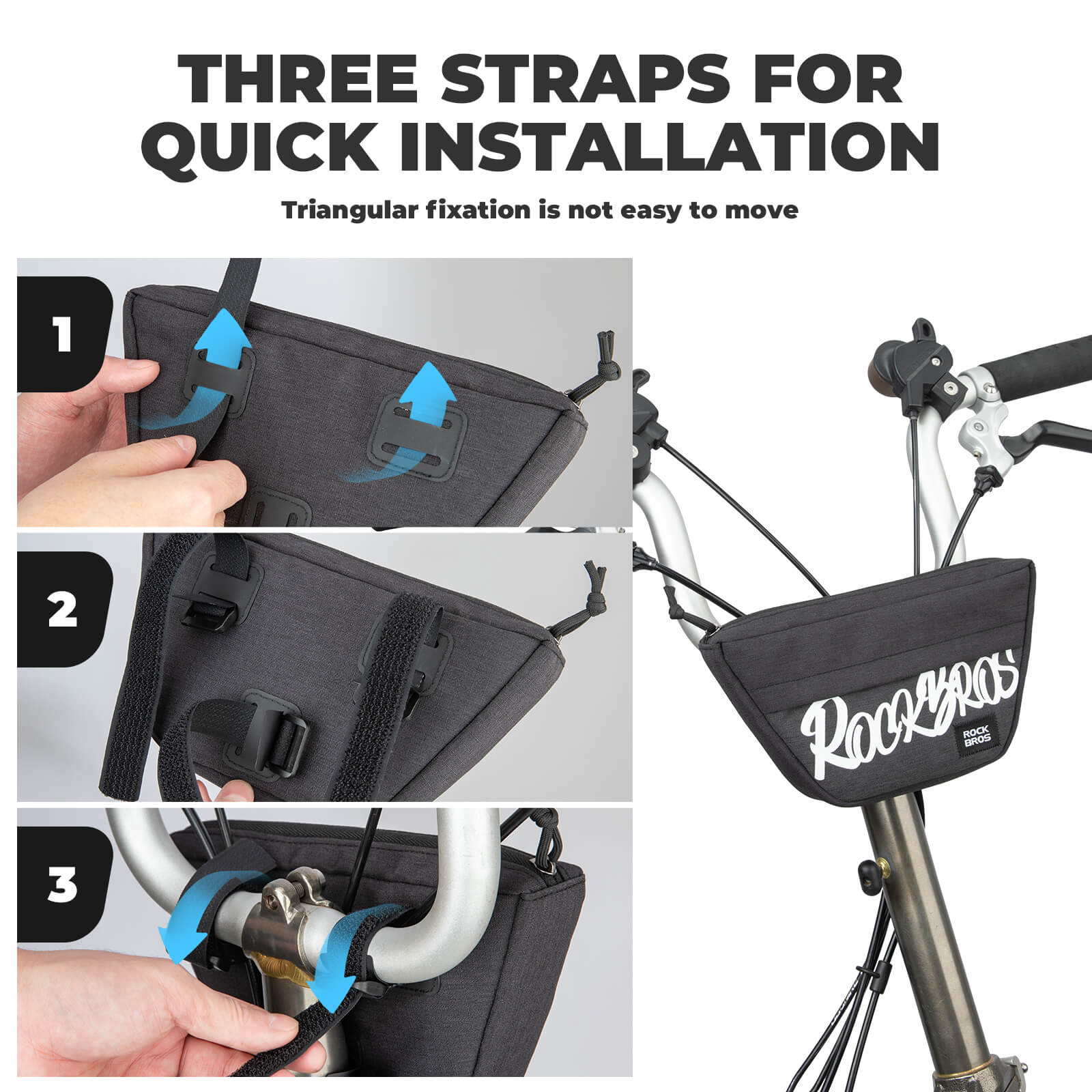 rockbros trapezoid handlebar bag waterproof cycling front storage
#color_blue