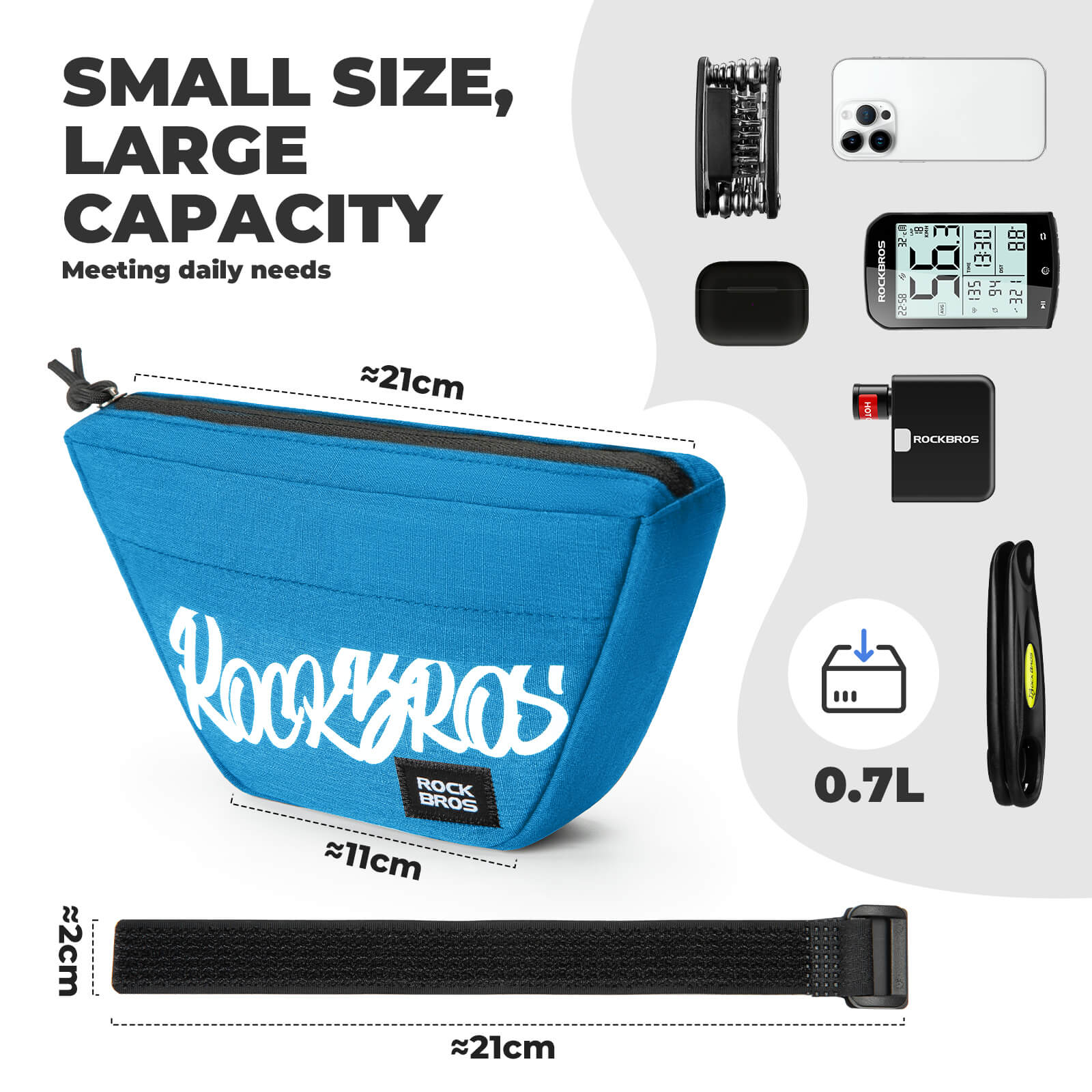 rockbros trapezoid handlebar bag waterproof cycling front storage
#color_red
