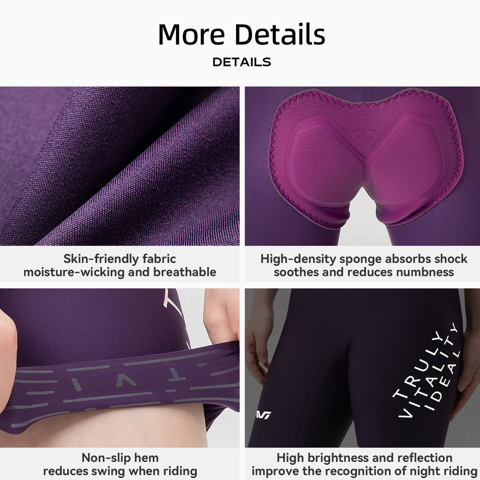 ROCKBROS seamless breathable cycling liner shorts for women's road biking.
#color_white