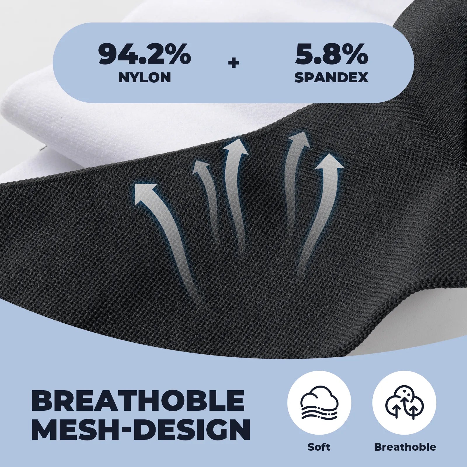 Side view of ROCKBROS black and white ghost print breathable mesh cycling socks on feet.
#color_black