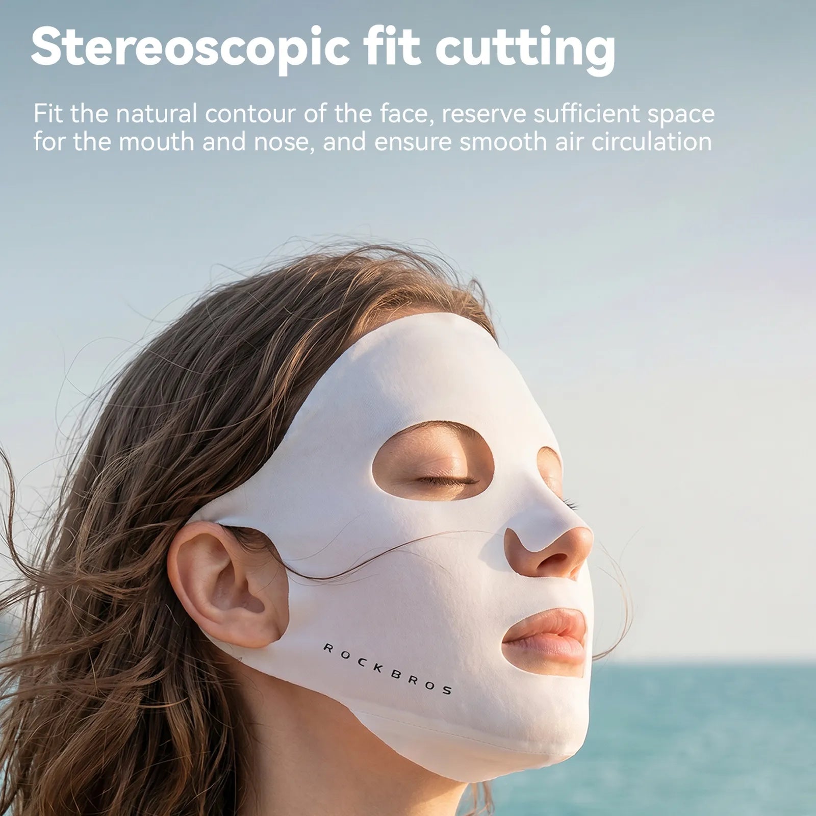 ROCKBROS ice-feeling full-face UV protection mask providing all-over coverage and seamless fit.
#color_black