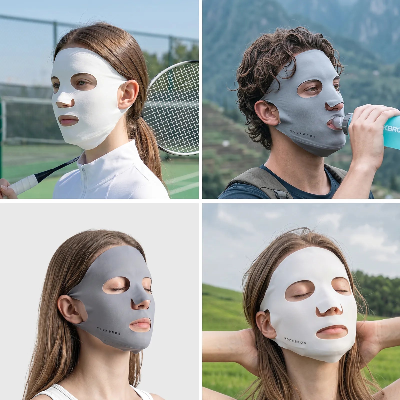 ROCKBROS ice-feeling full-face UV protection mask providing all-over coverage and seamless fit.
#color_silver