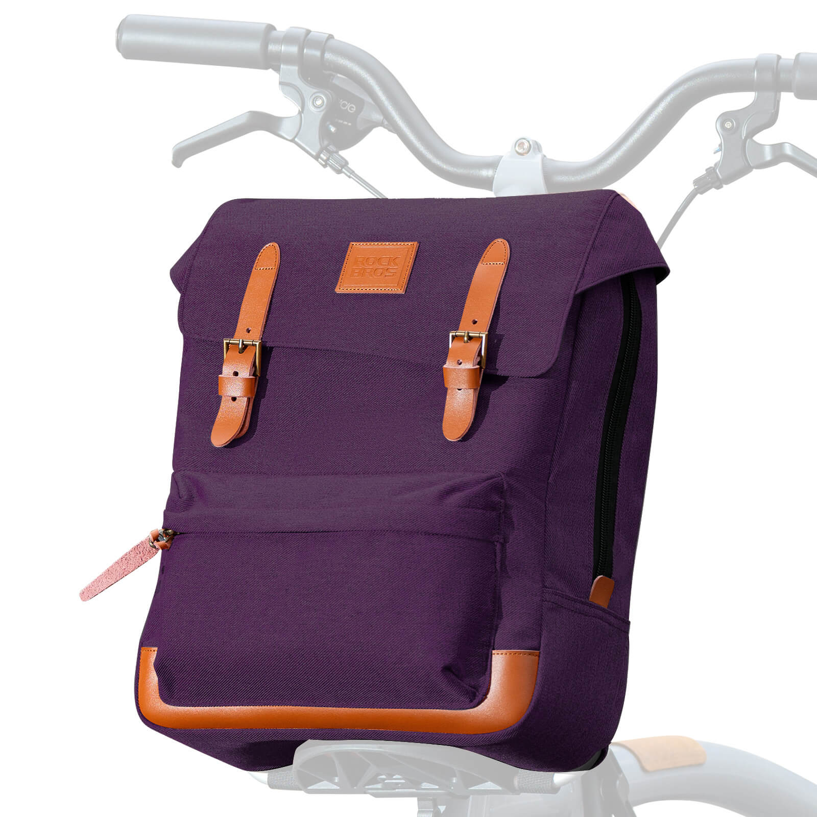 ROCKBROS vintage folding bike handlebar bag for commuting and leisure rides
#color_purple
