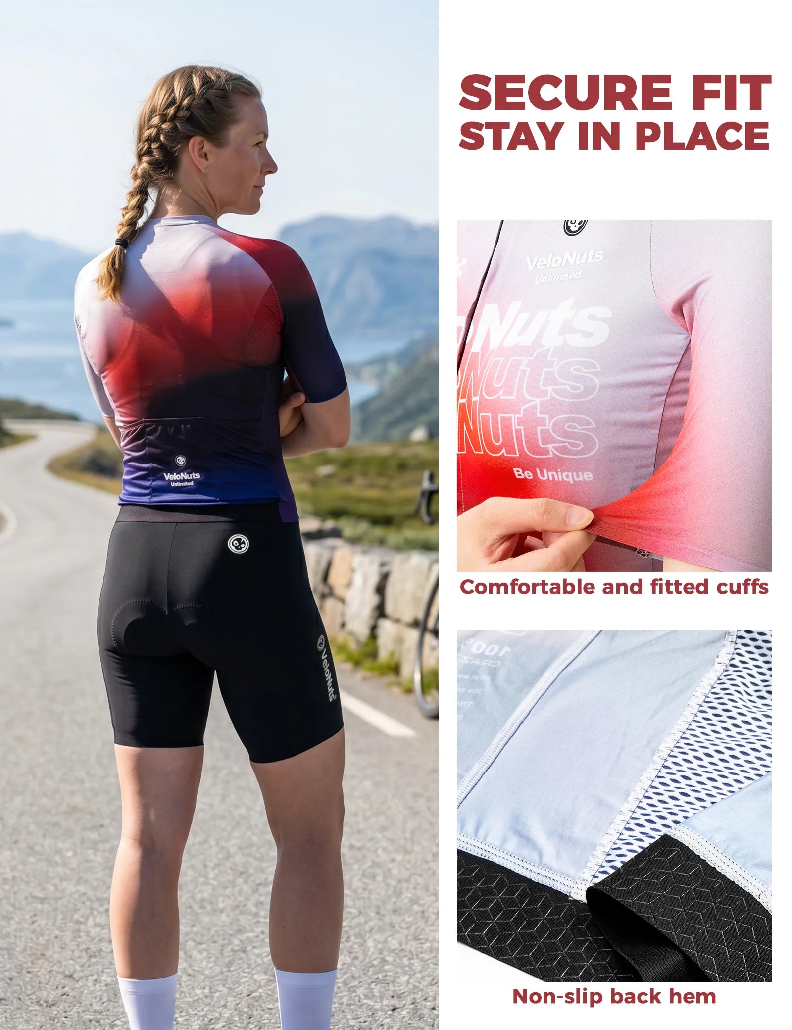 Rockbros VNS women's short sleeve cycling jersey in CloudFade design