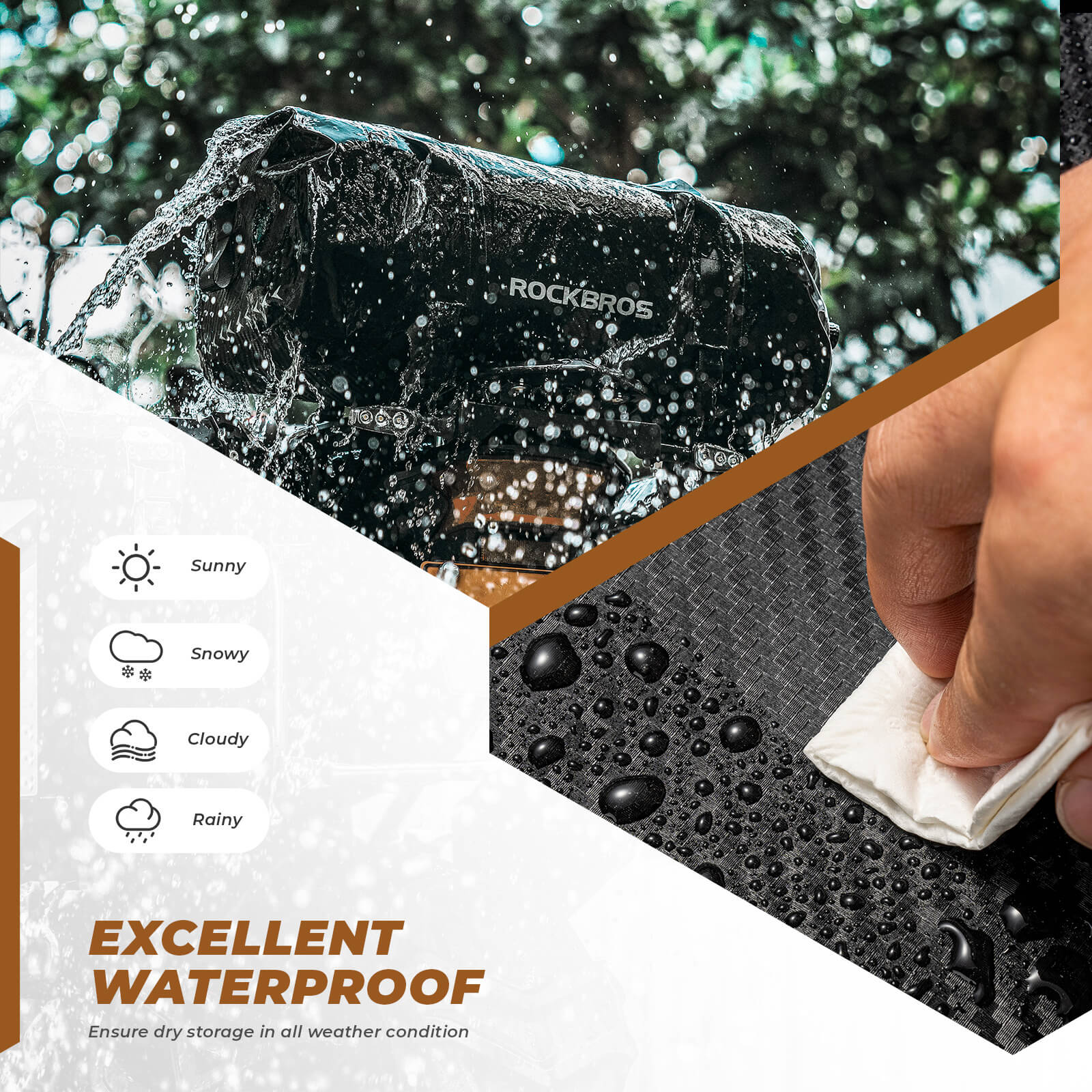 ROCKBROS waterproof motorcycle tail bag for rear seat storage.
#size_30L 60*24*42cm