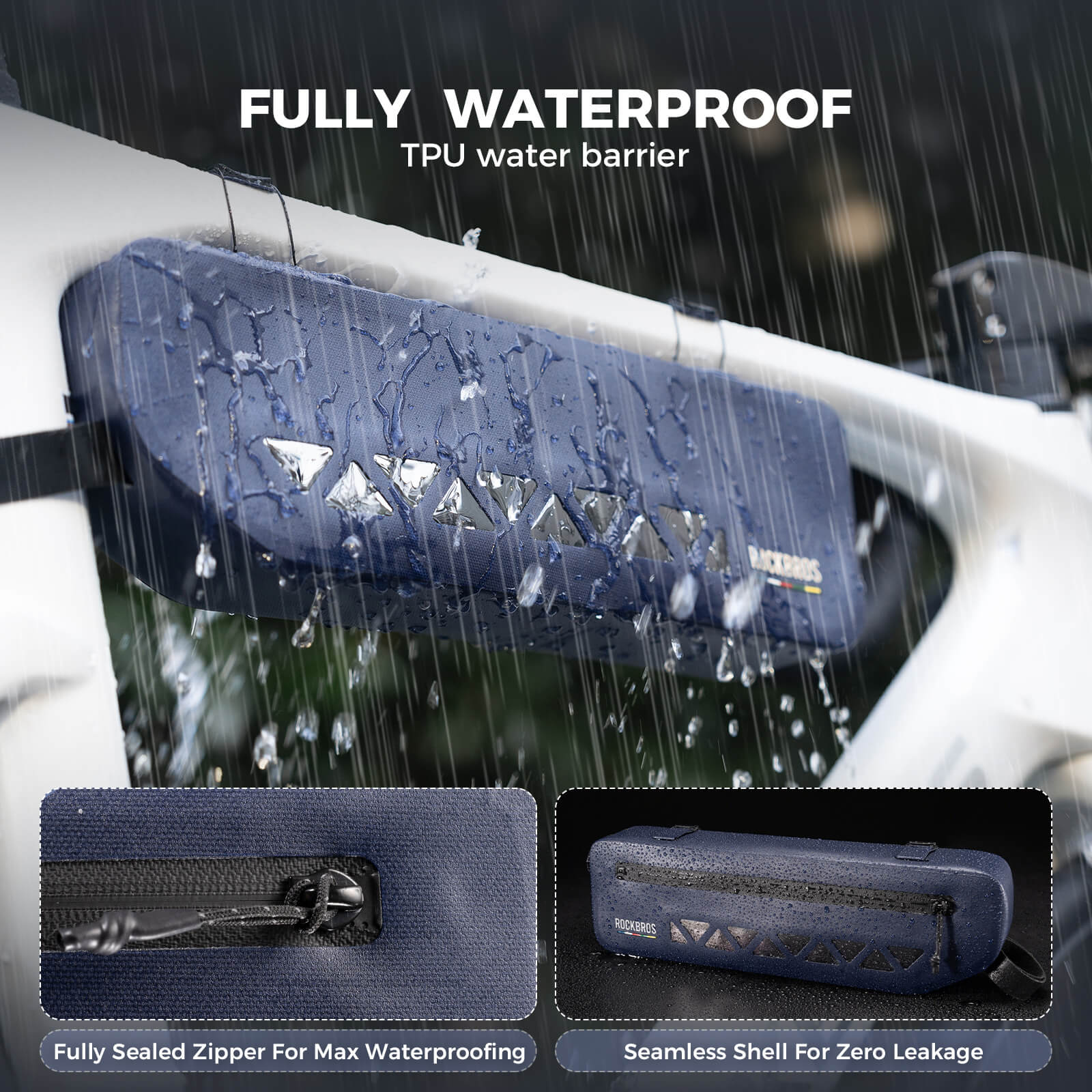 ROCKBROS waterproof bicycle frame bag for outdoor adventures
#color_blue