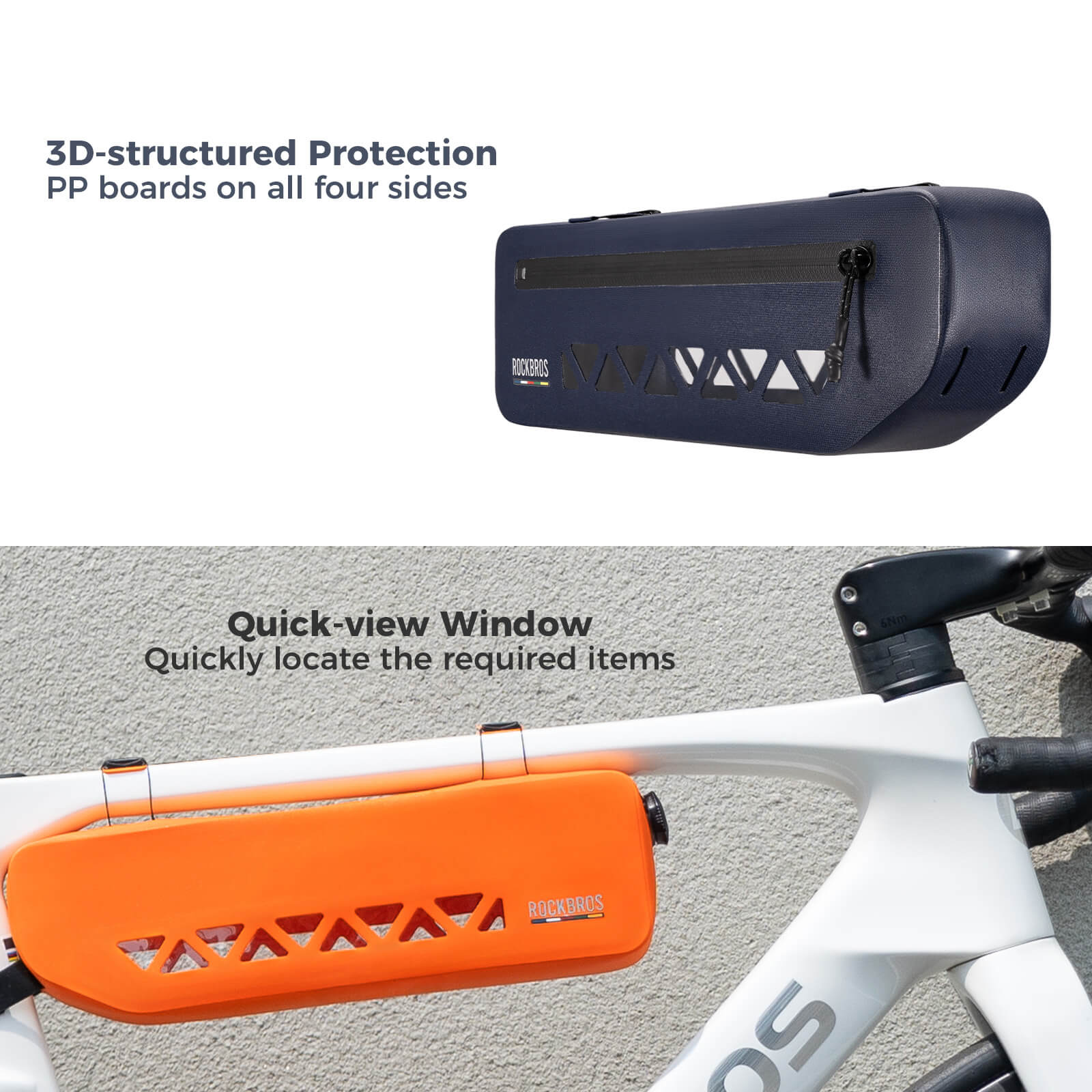 ROCKBROS waterproof bicycle frame bag for outdoor adventures
#color_blue