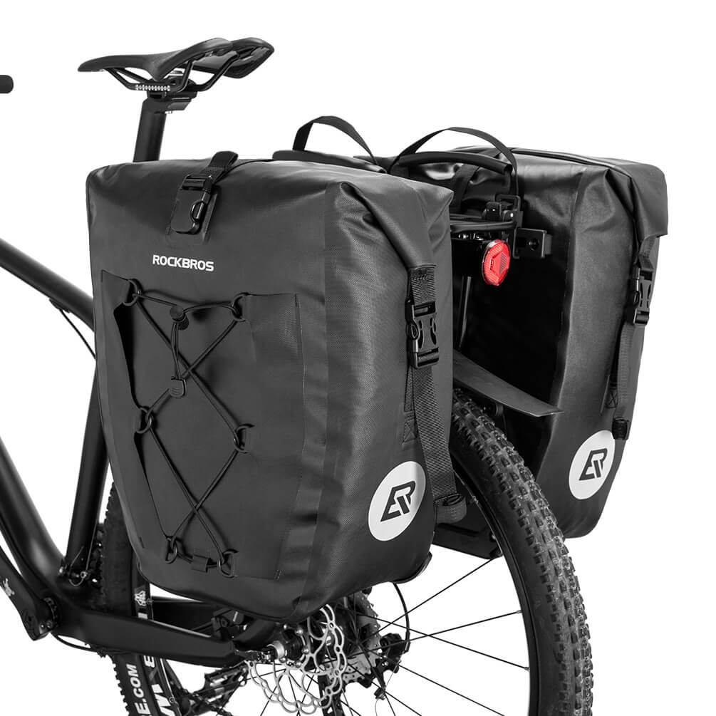 rockbros waterproof bike pannier 25l rear bag for commuting
#color_black double