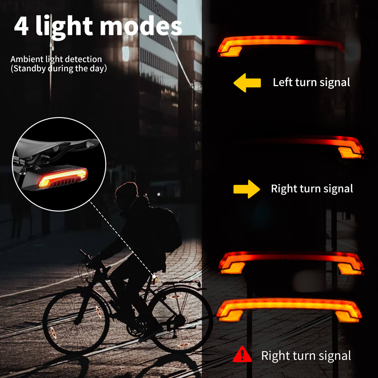 rockbros waterproof bike rear light for road and commuter cycling.