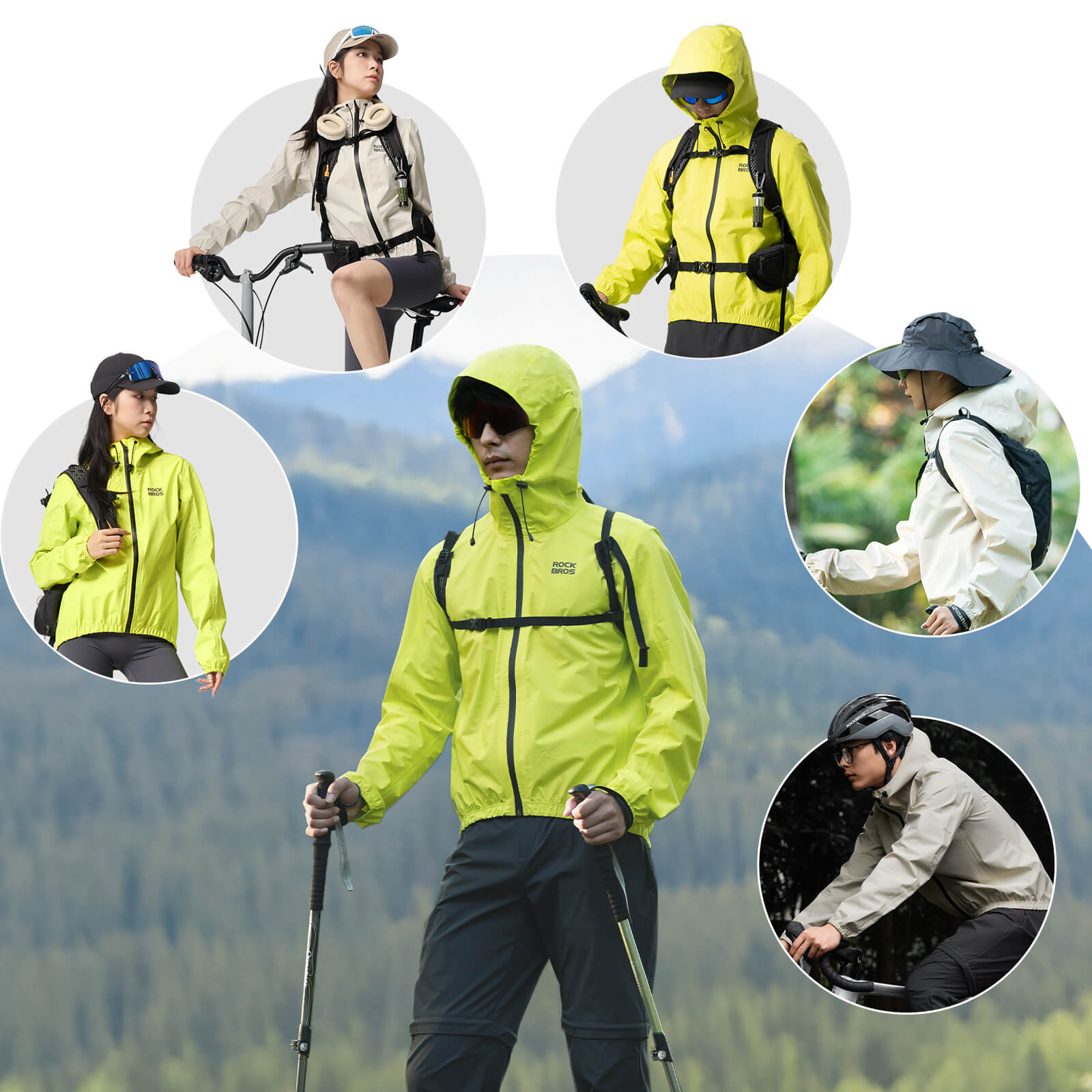 ROCKBROS waterproof unisex cycling jacket for all-weather bike riding
#color_yellow