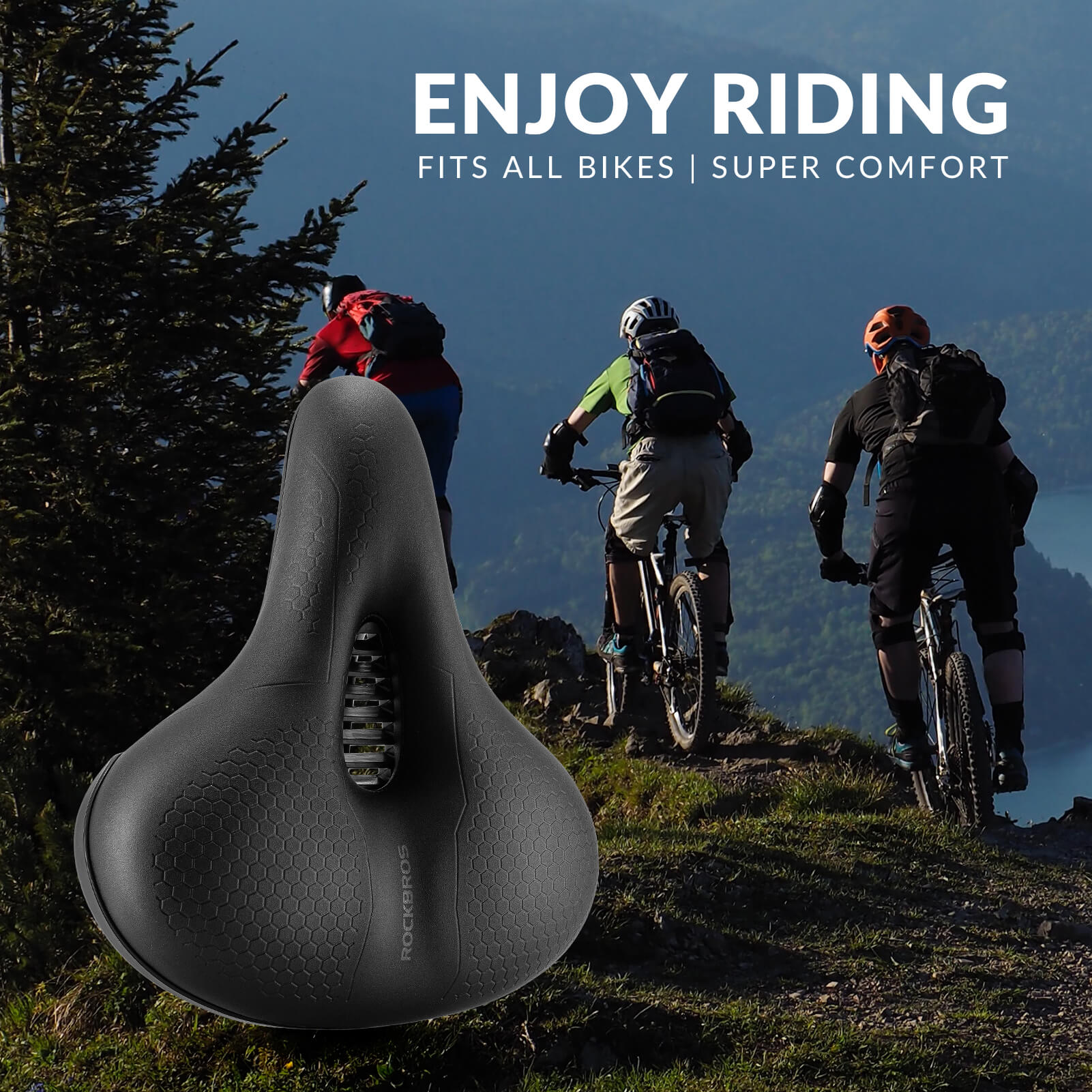 ROCKBROS waterproof hollow bike saddle for mountain biking comfort.
#size_large
