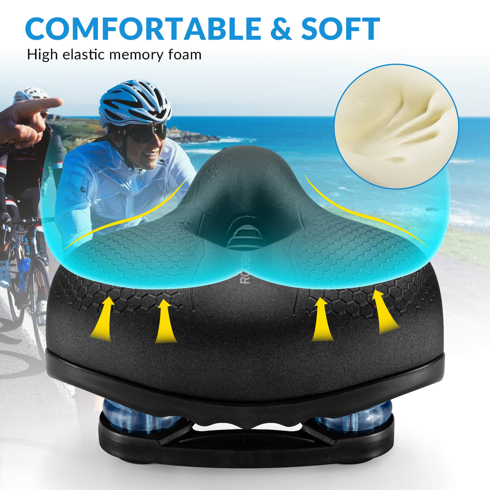 ROCKBROS waterproof hollow bike saddle for mountain biking comfort.
#size_medium