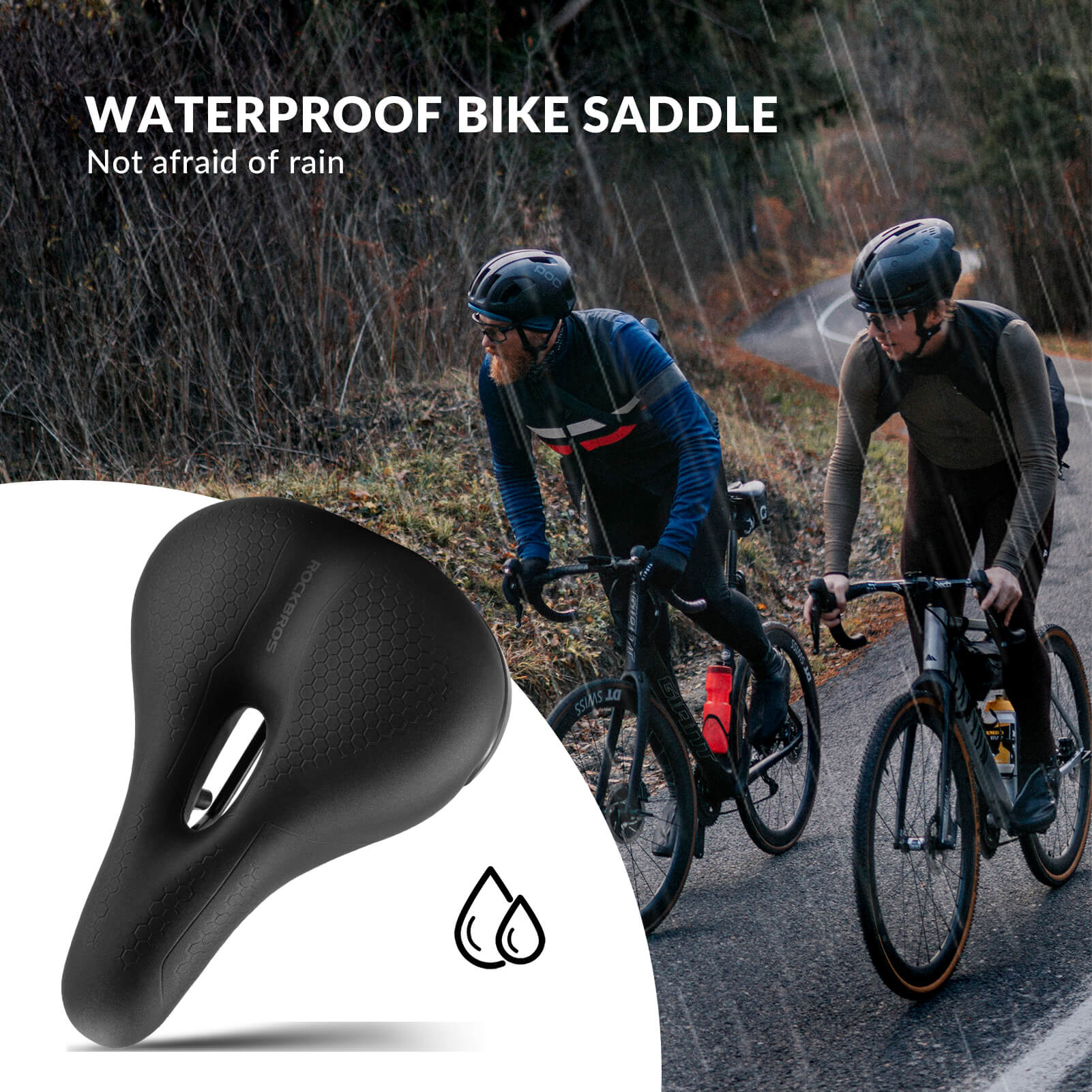 ROCKBROS waterproof hollow bike saddle for mountain biking comfort.
#size_medium