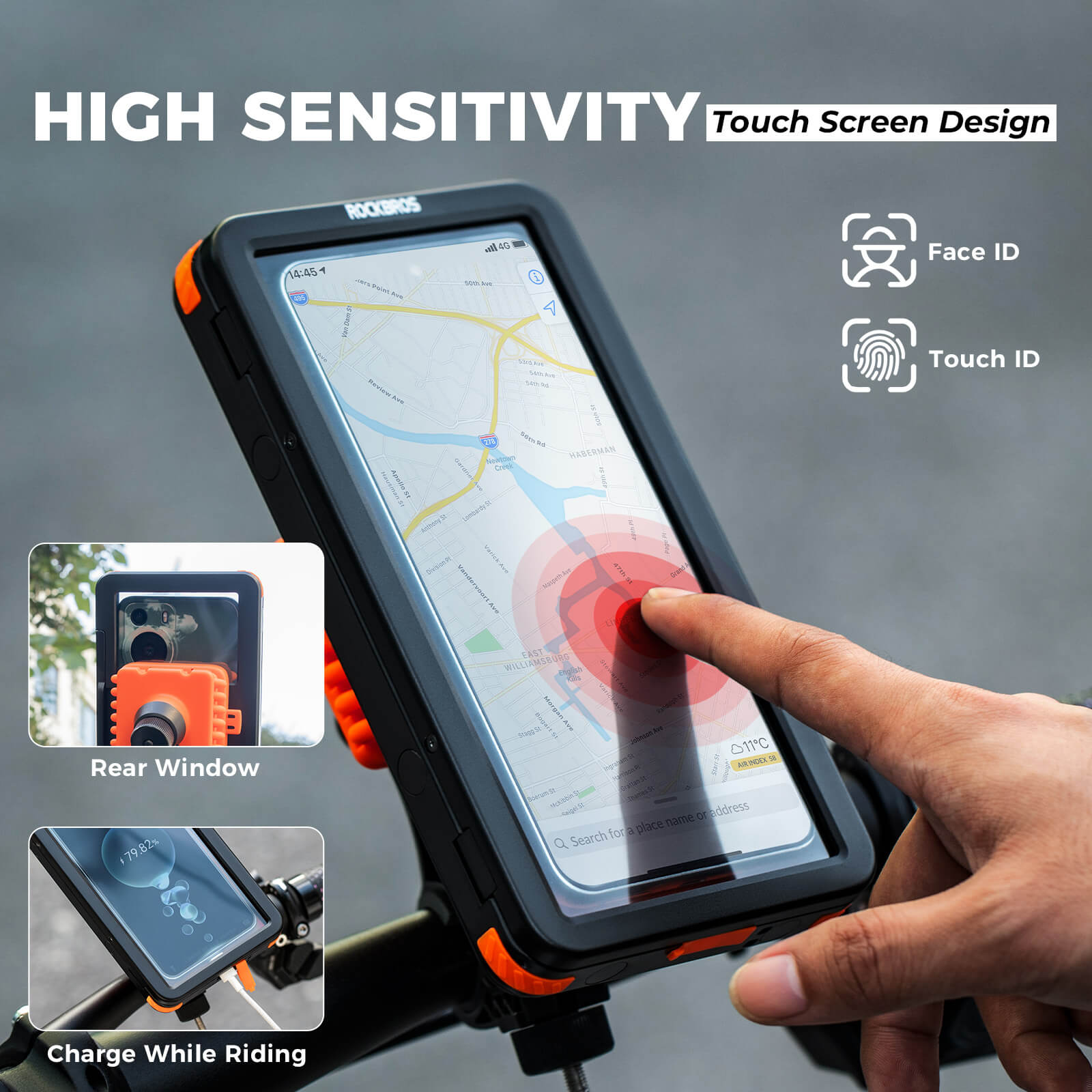 rockbros waterproof magnetic bike phone mount for cycling.
#options_mirror
