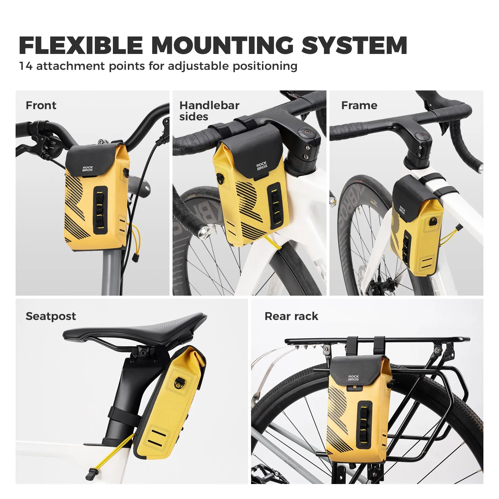 ROCKBROS waterproof cycling handlebar bag rainproof bike front bag for road bike MTB commuter