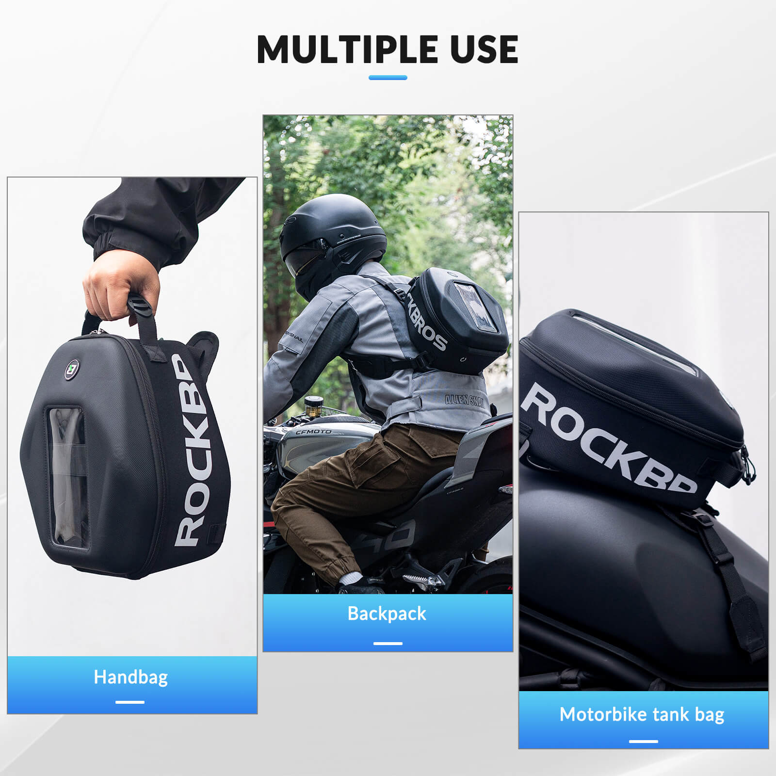 Rockbros Waterproof Motorcycle Tank Bag with 7-inch Touch Screen Phone Pouch.