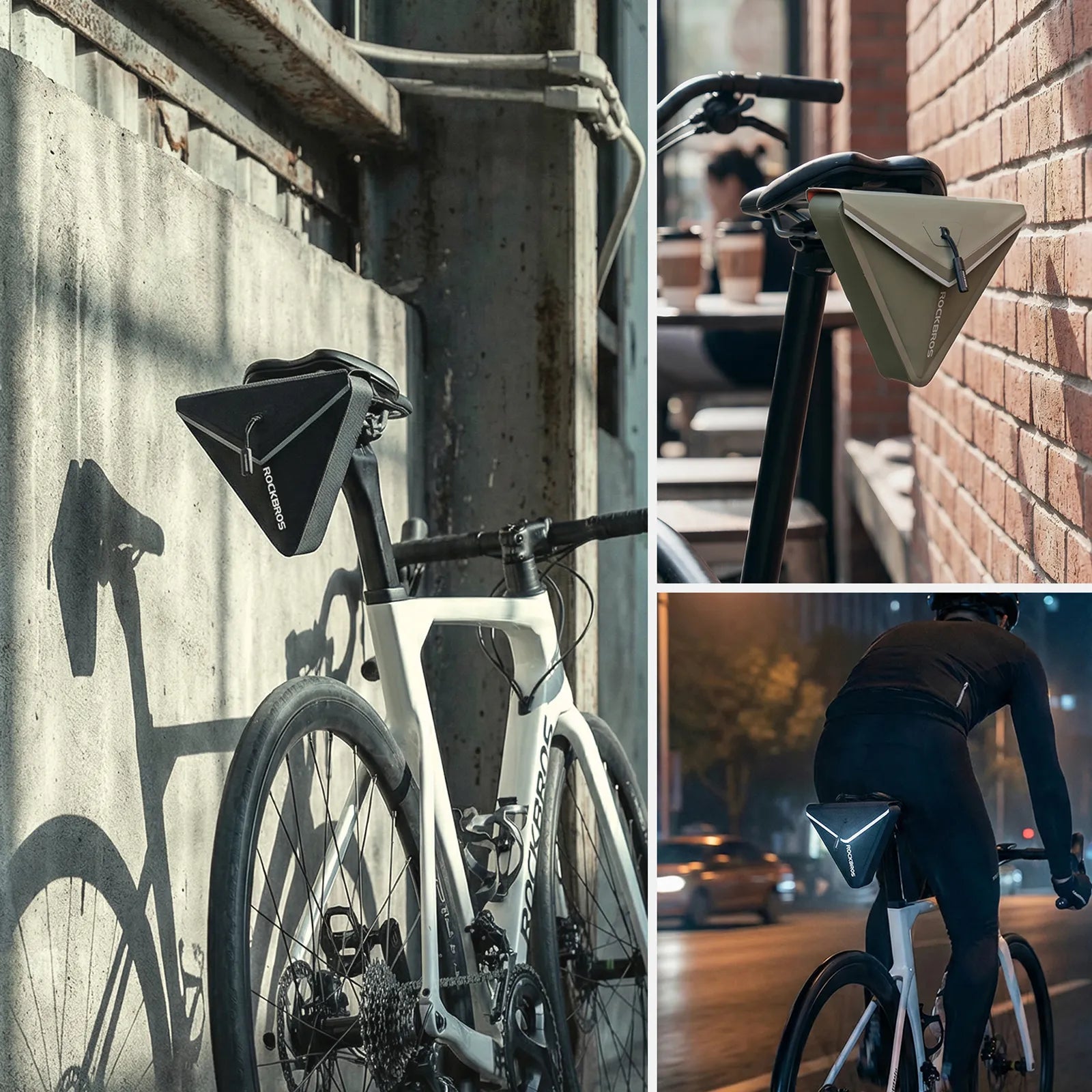 ROCKBROS Waterproof Triangle Bike Saddle Bag 0.6L with Magnetic Quick Release.
#color_black