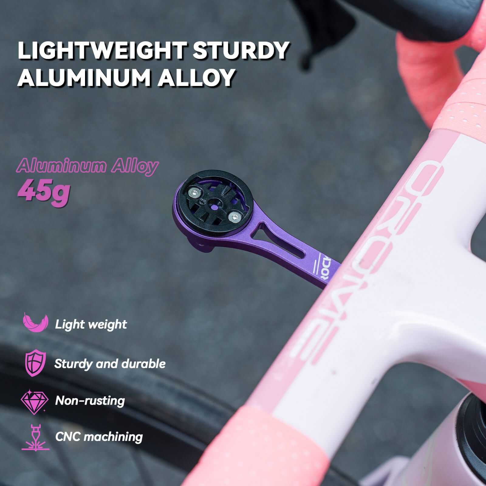 rockbros one-piece handlebar extension mount for bikes.
#option_purple