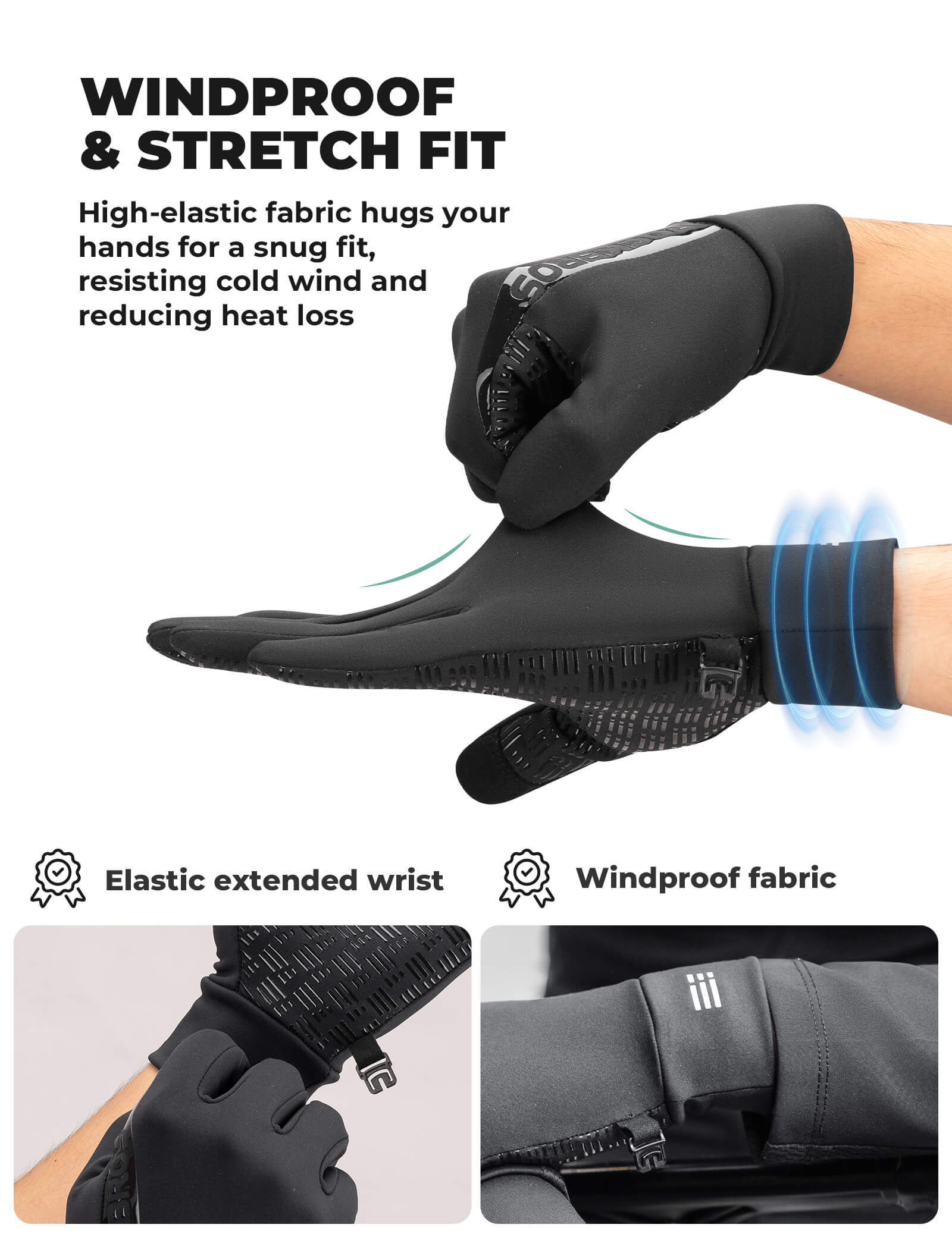 ROCKBROS Winter Cycling Gloves with Graphene Thermal Lining - Windproof Full Finger Design.
#color_tan