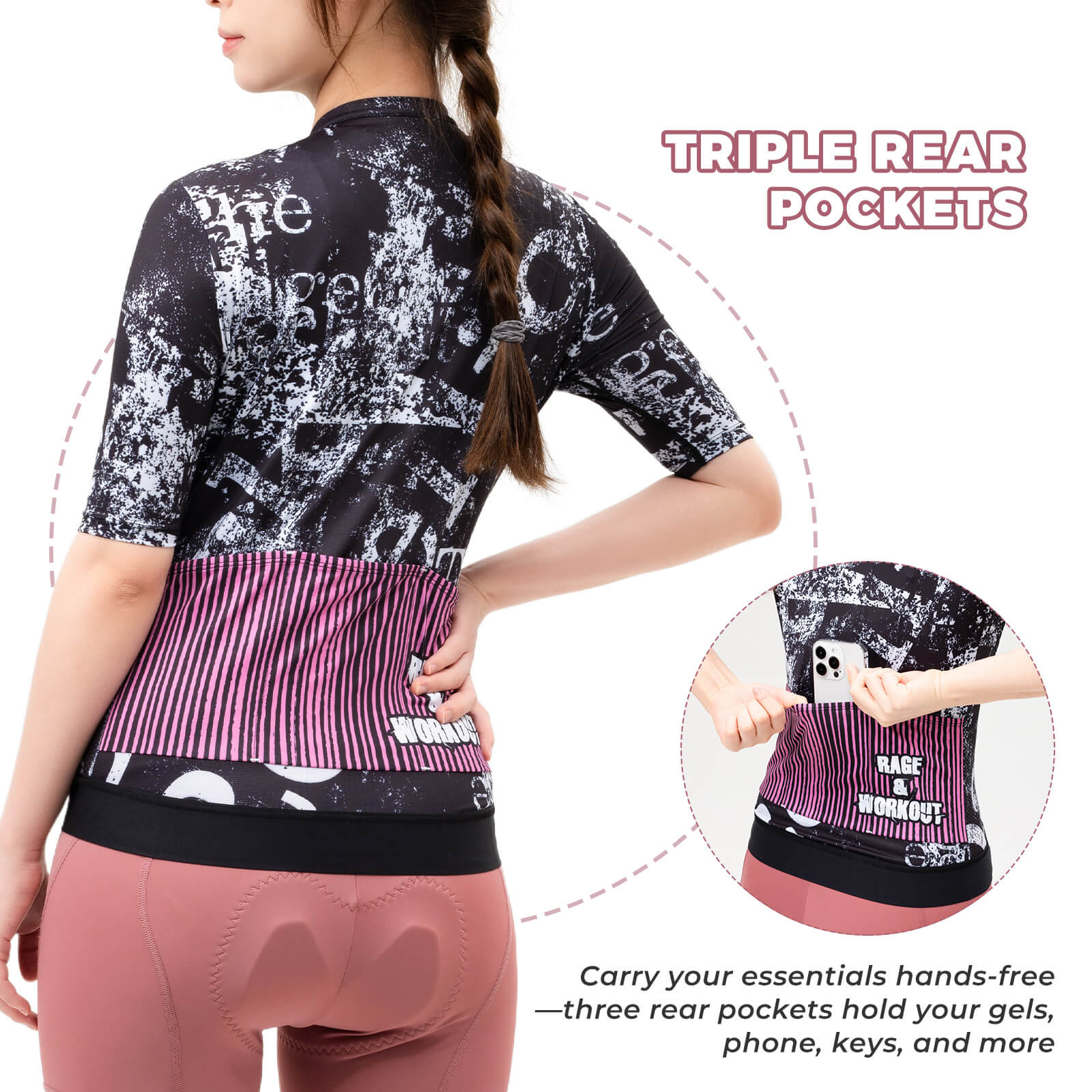 rockbros women’s quick-dry cycling jersey for summer riding.
#color_black