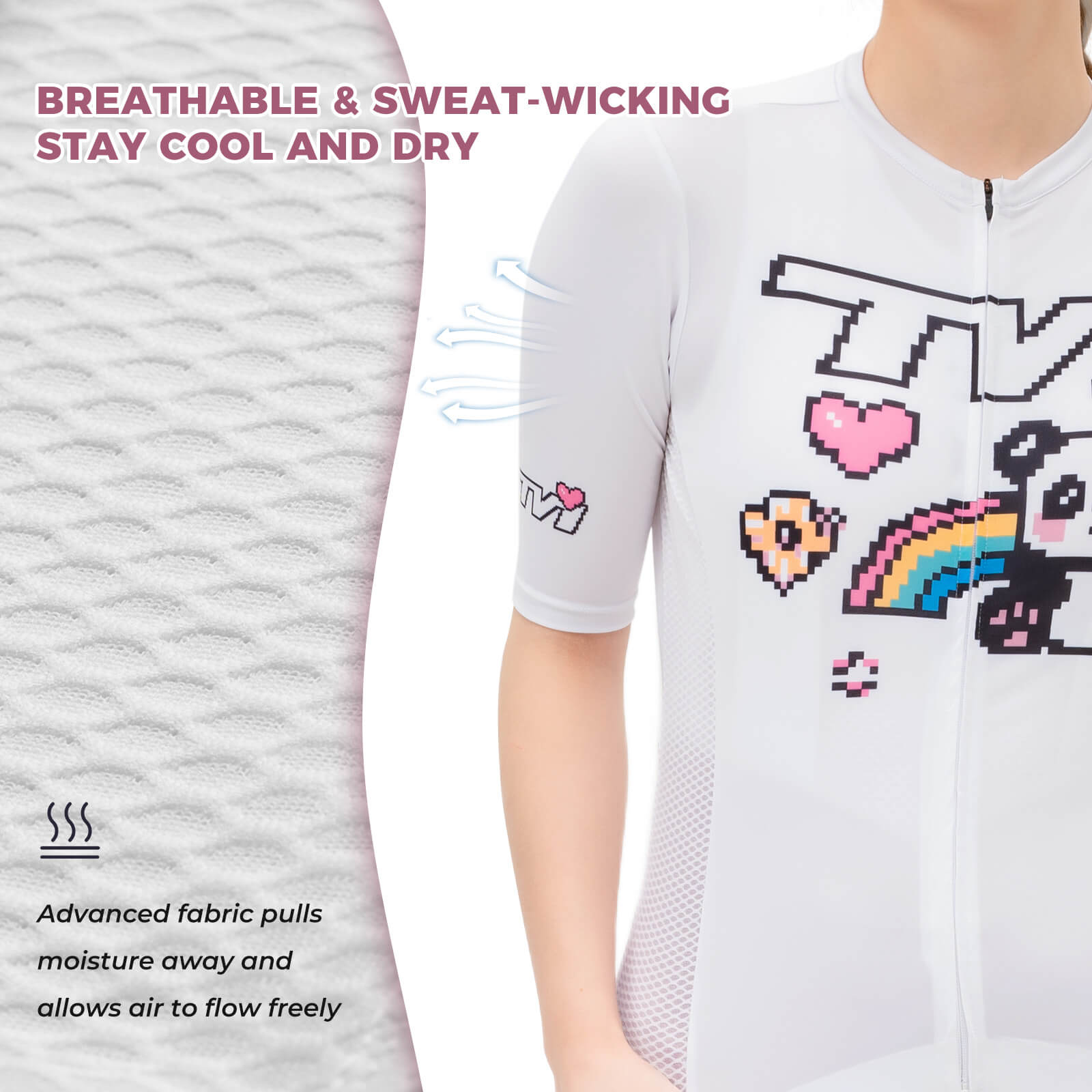 rockbros women’s quick-dry cycling jersey for summer riding.
#color_white