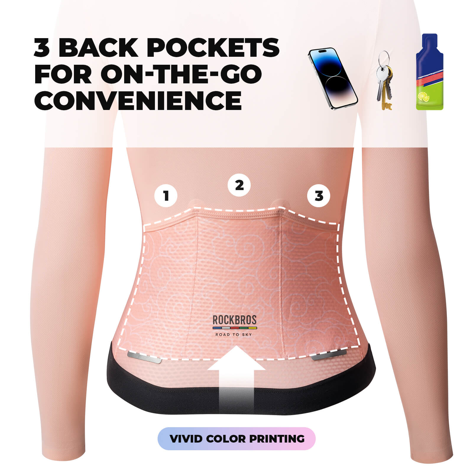 rockbros women’s long sleeve cycling jersey for road cycling.
#color_white