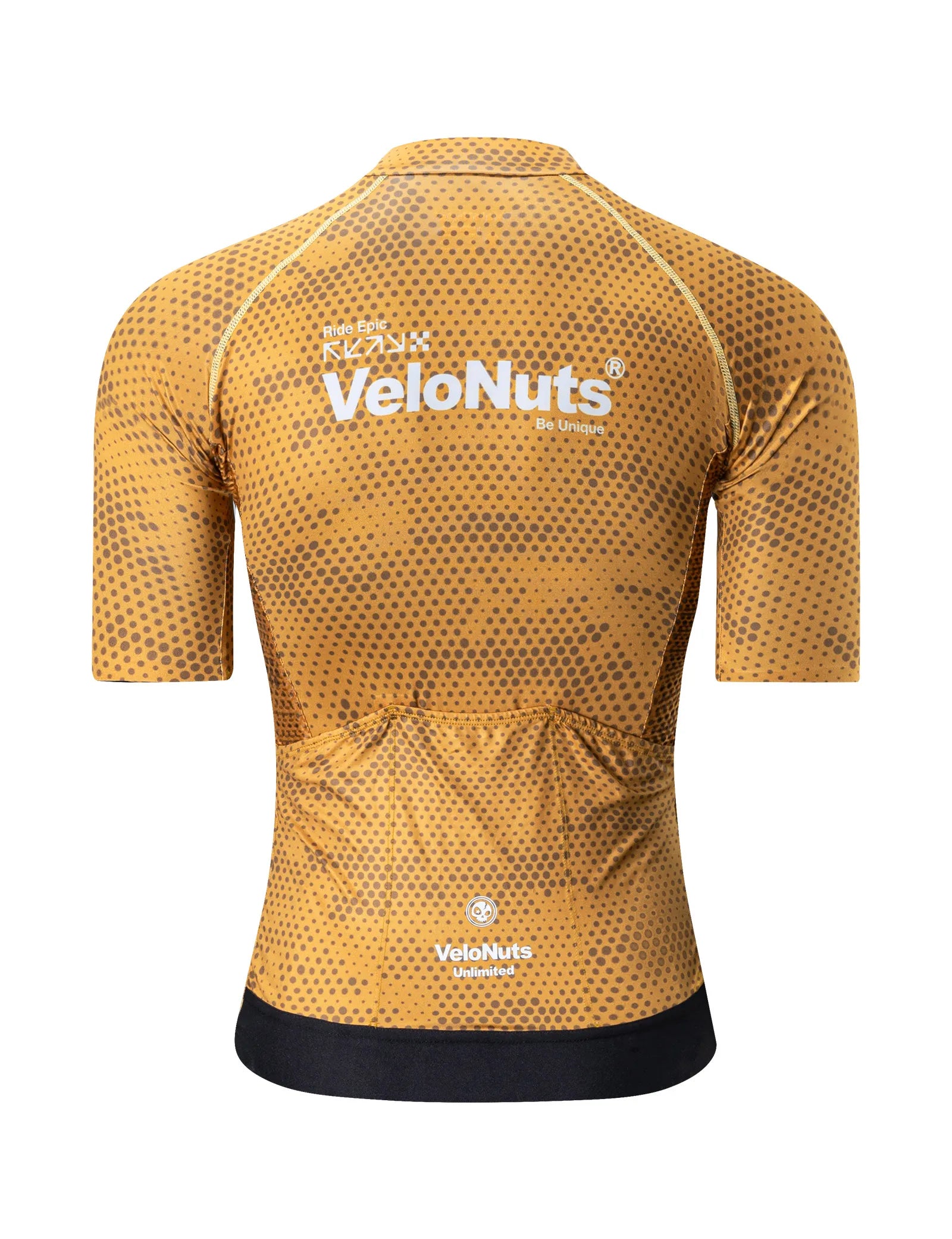 Rockbros Women's Short Sleeve Cycling Jersey in Iguana green pattern - Front view.
#color_gold