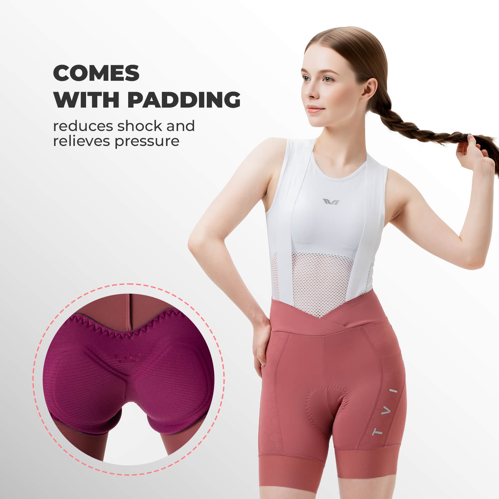 rockbros women’s summer cycling bib shorts with magnetic clasp for comfort
#color_gold