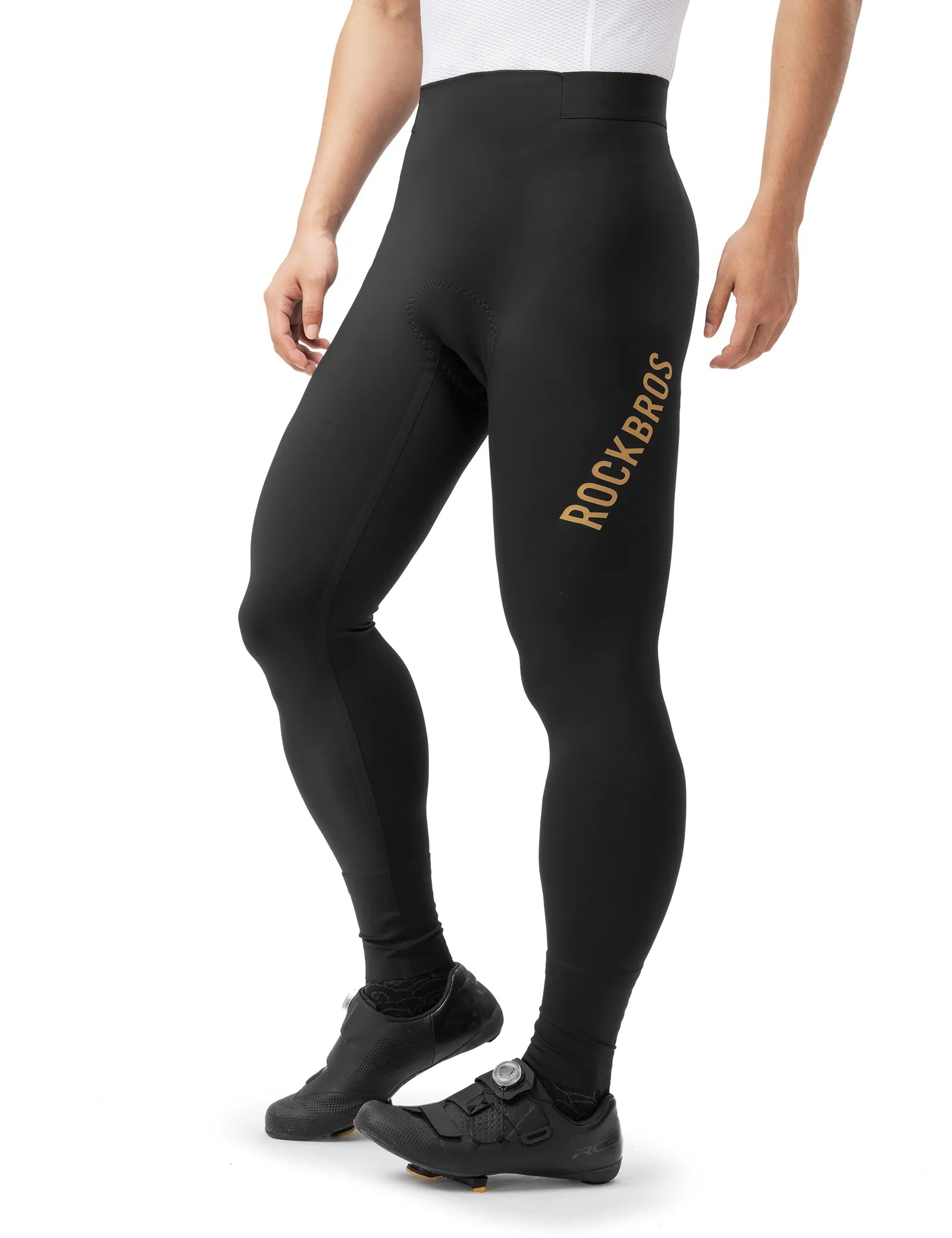 ROCKBROS Wright Pro seamless long cycling tights with a breathable second-skin fit in black.