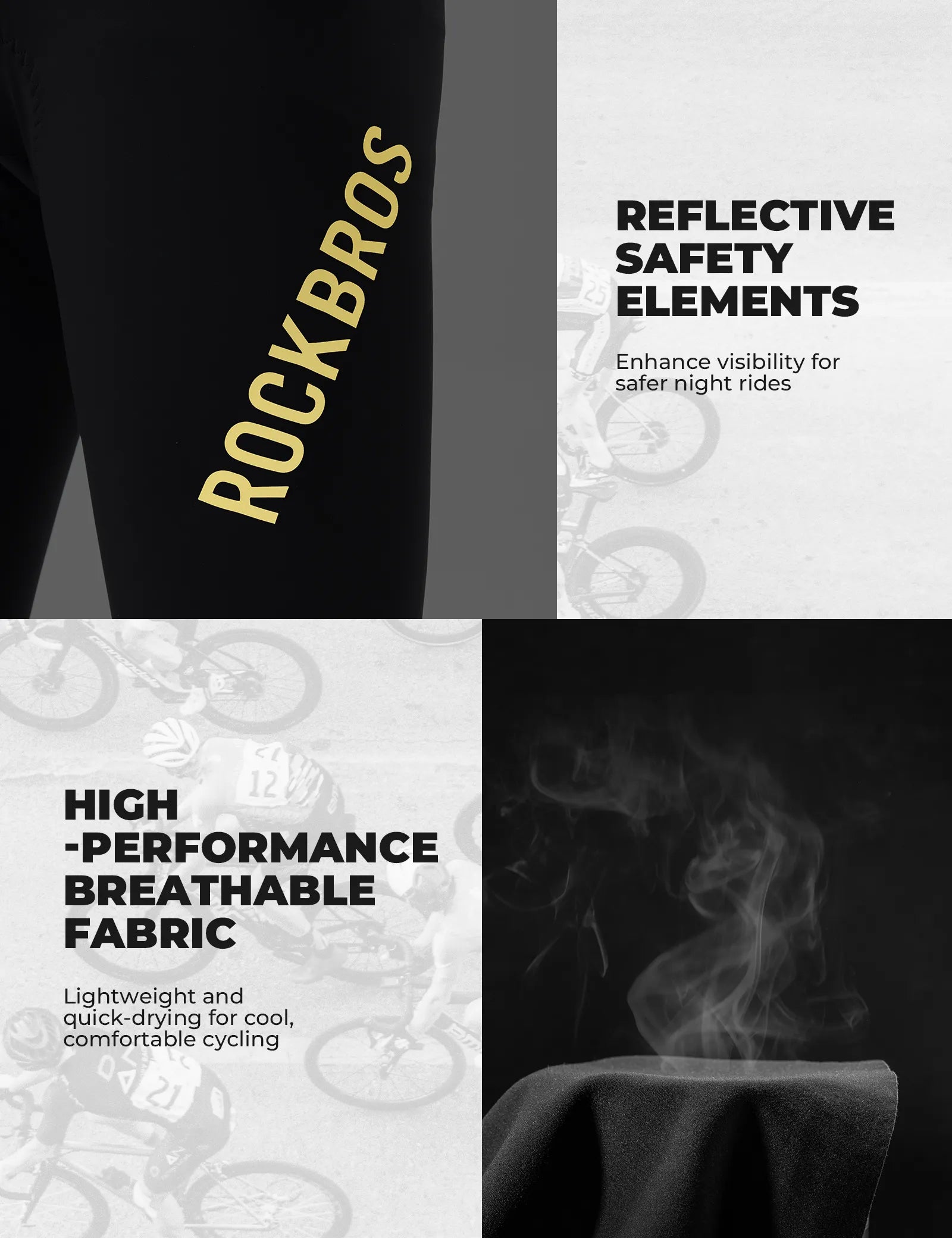 ROCKBROS Wright Pro seamless long cycling tights with a breathable second-skin fit in black.