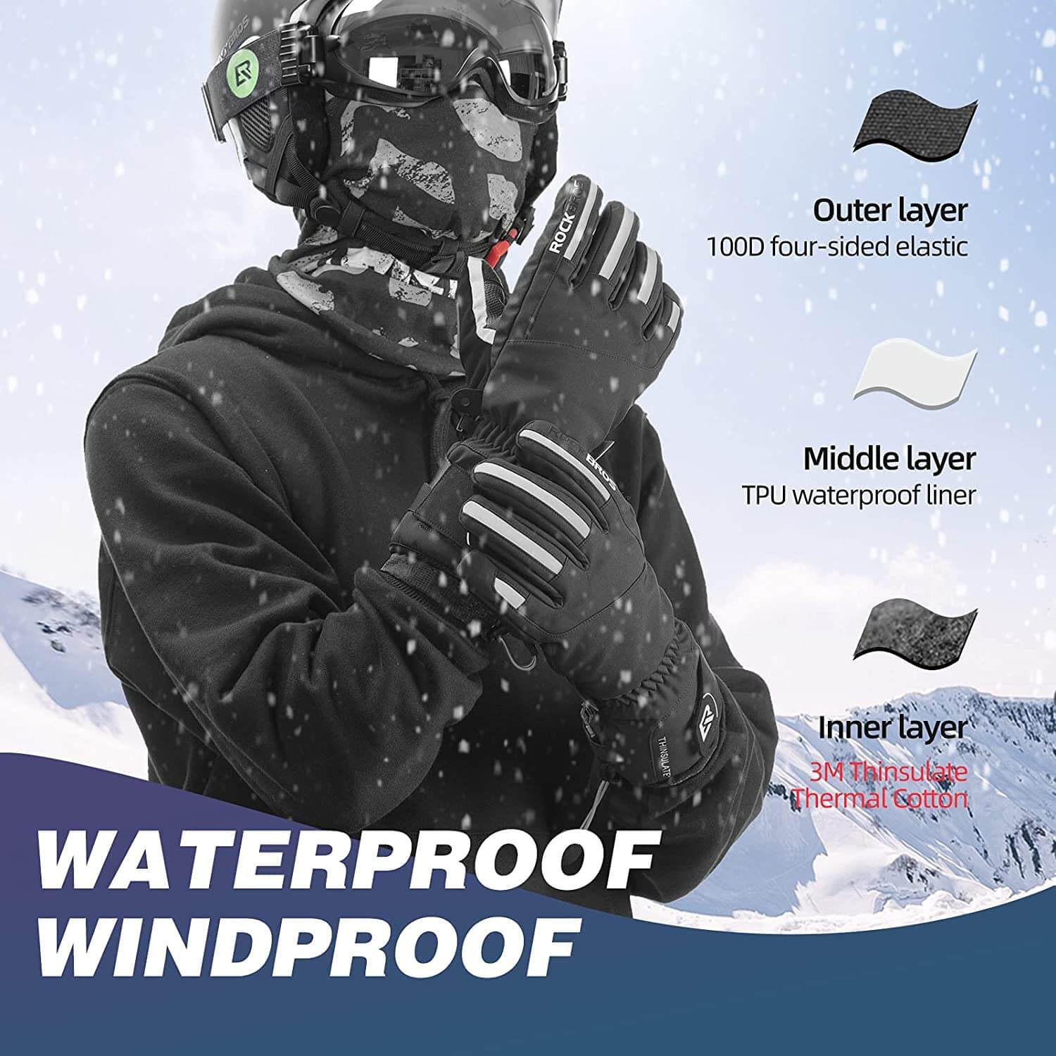 Unisex insulated cycling and motorcycle gloves for winter, warm windproof riding gloves for men and women