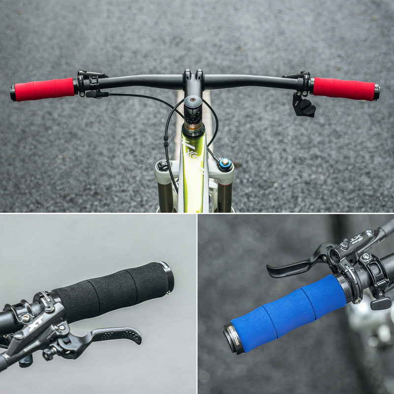 ROCKBROS Bike Grips Shock Absorption Foam Bike Handle Grips Soft Comfortable Non-Slip Double Locked on