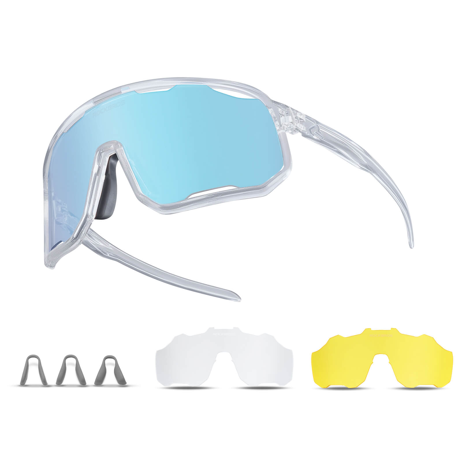 ROCKBROS photochromic sunglasses, UV400 protection, transparent cycling glasses, windproof, TR90 frame, ideal for outdoor sports 
#Color_baby-blue