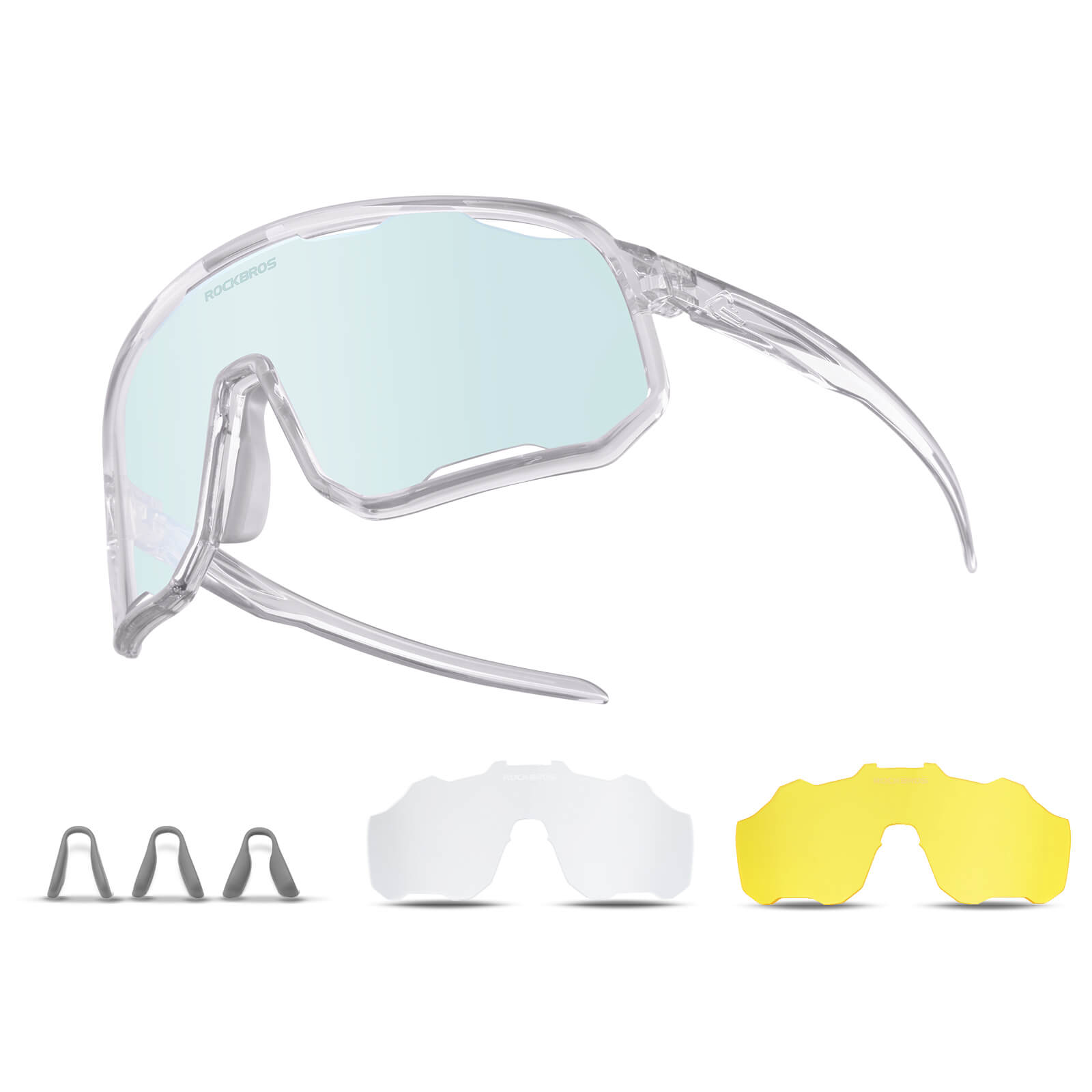 ROCKBROS photochromic sunglasses, UV400 protection, transparent cycling glasses, windproof, TR90 frame, ideal for outdoor sports 
#Color_summer-sky-blue
