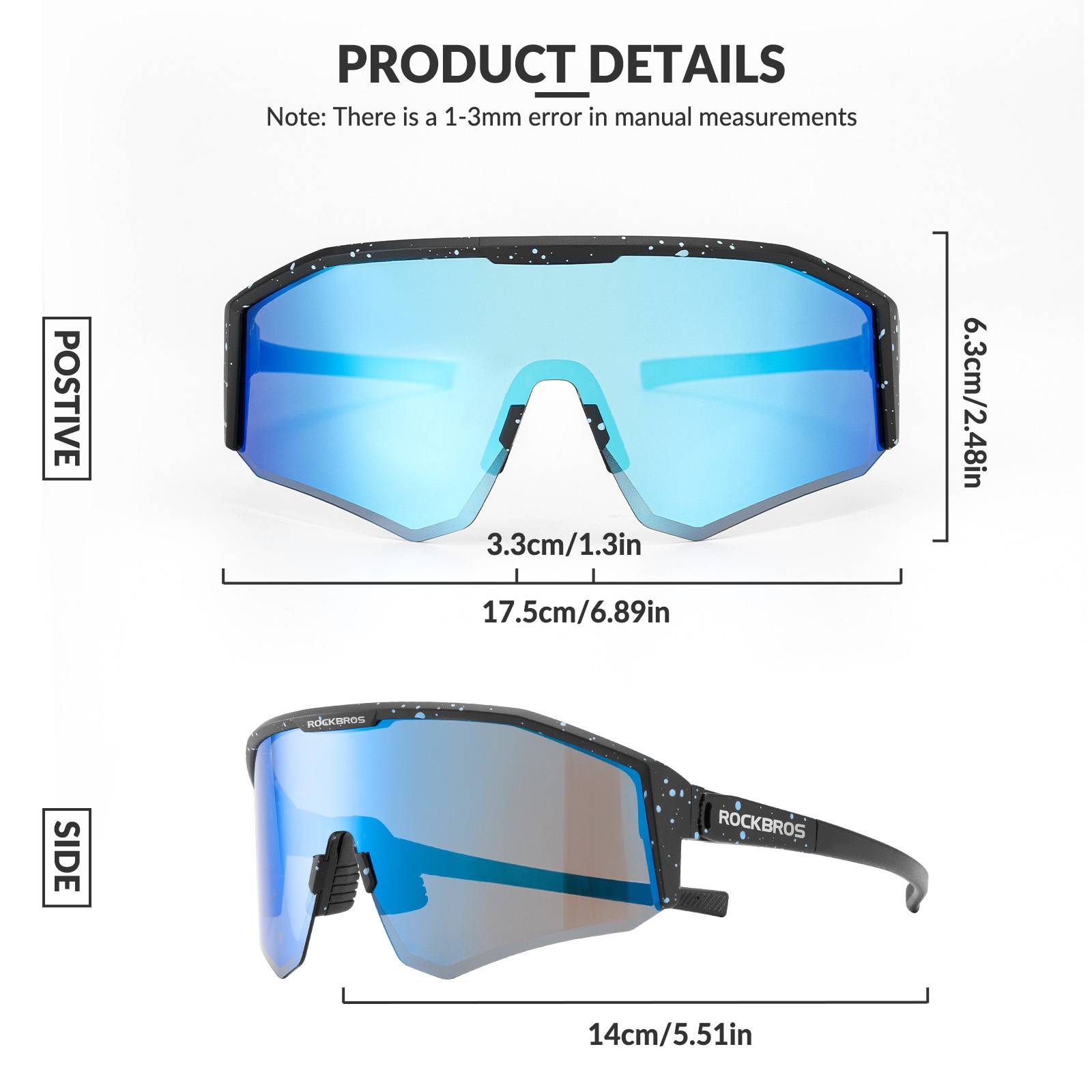 ROCKBROS Polarized Sports Glasses Adjustable Temple TAC Lenses + TR90 #Color_Black Frame