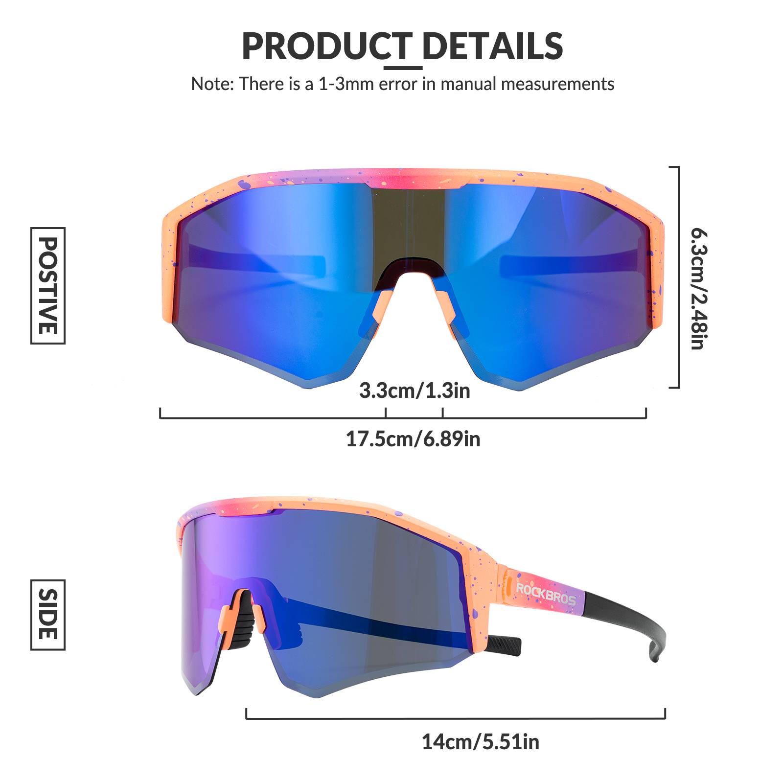 ROCKBROS Polarized Sports Glasses Adjustable Temple TAC Lenses + TR90 #Color_Pink Purple Frame