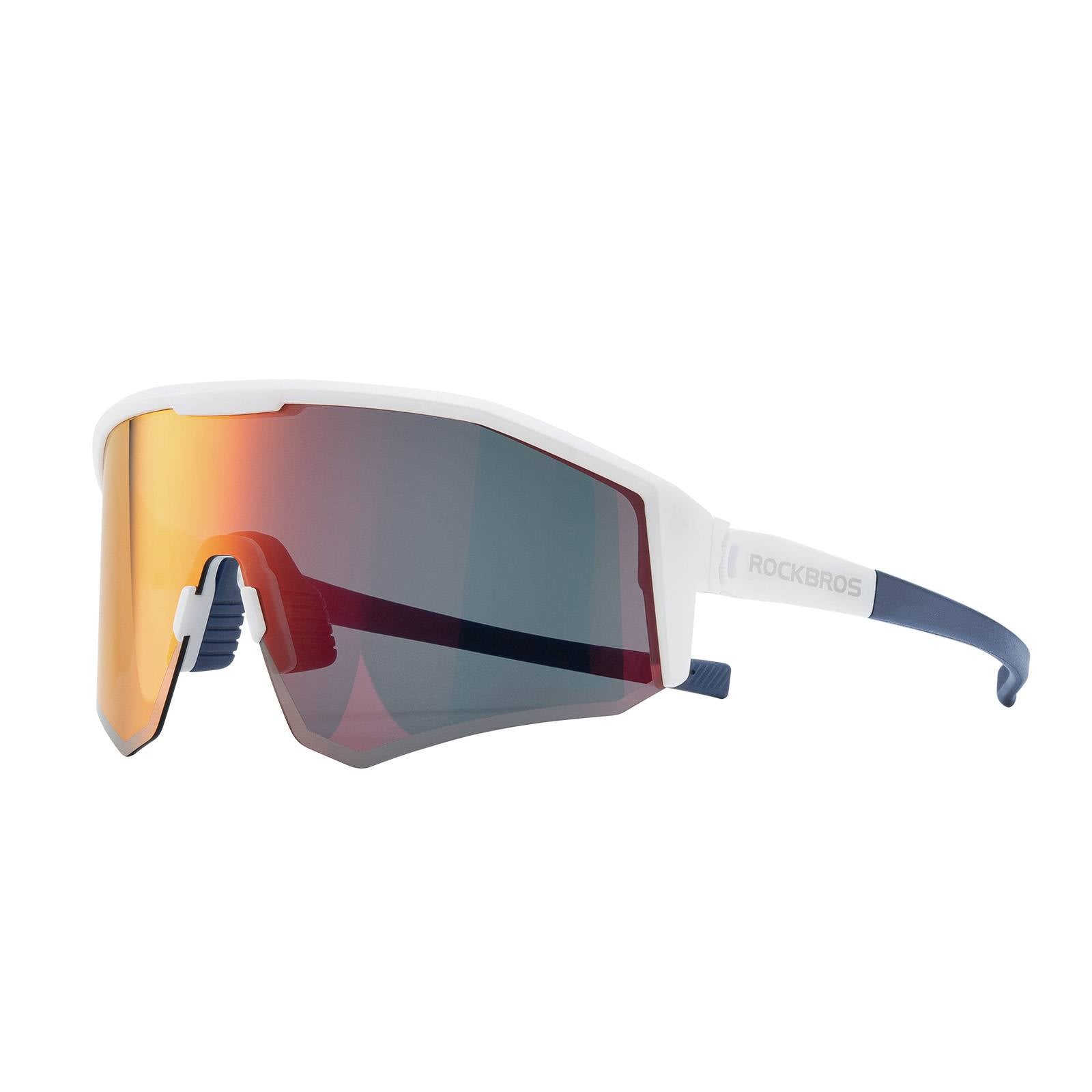ROCKBROS Polarized Sports Glasses Adjustable Temple TAC Lenses + TR90 #Color_Wihte Blue Frame