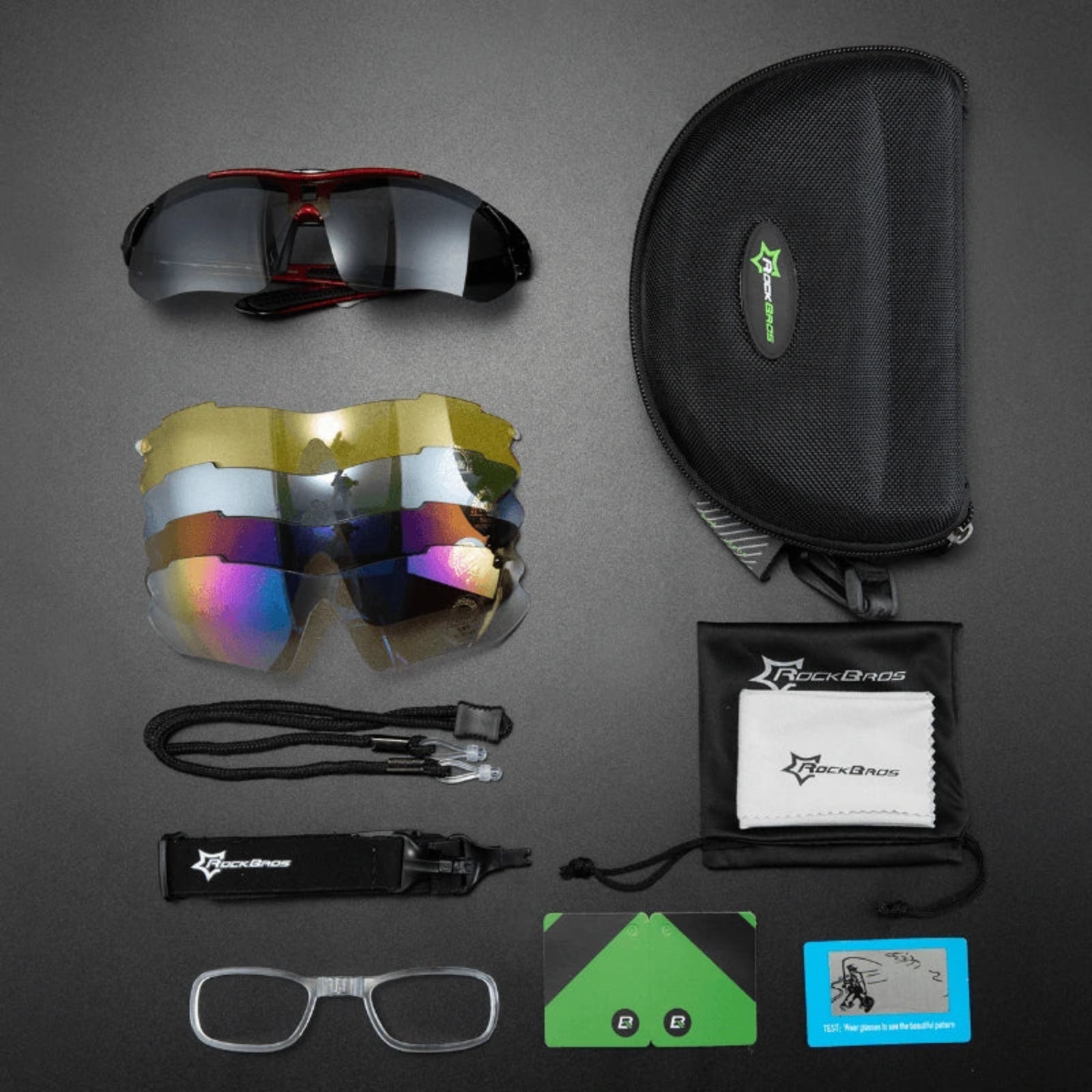 ROCKBROS Slim Polarised Sports Sunglasses With 4 Interchangeable Lens Cycling Glasses 
